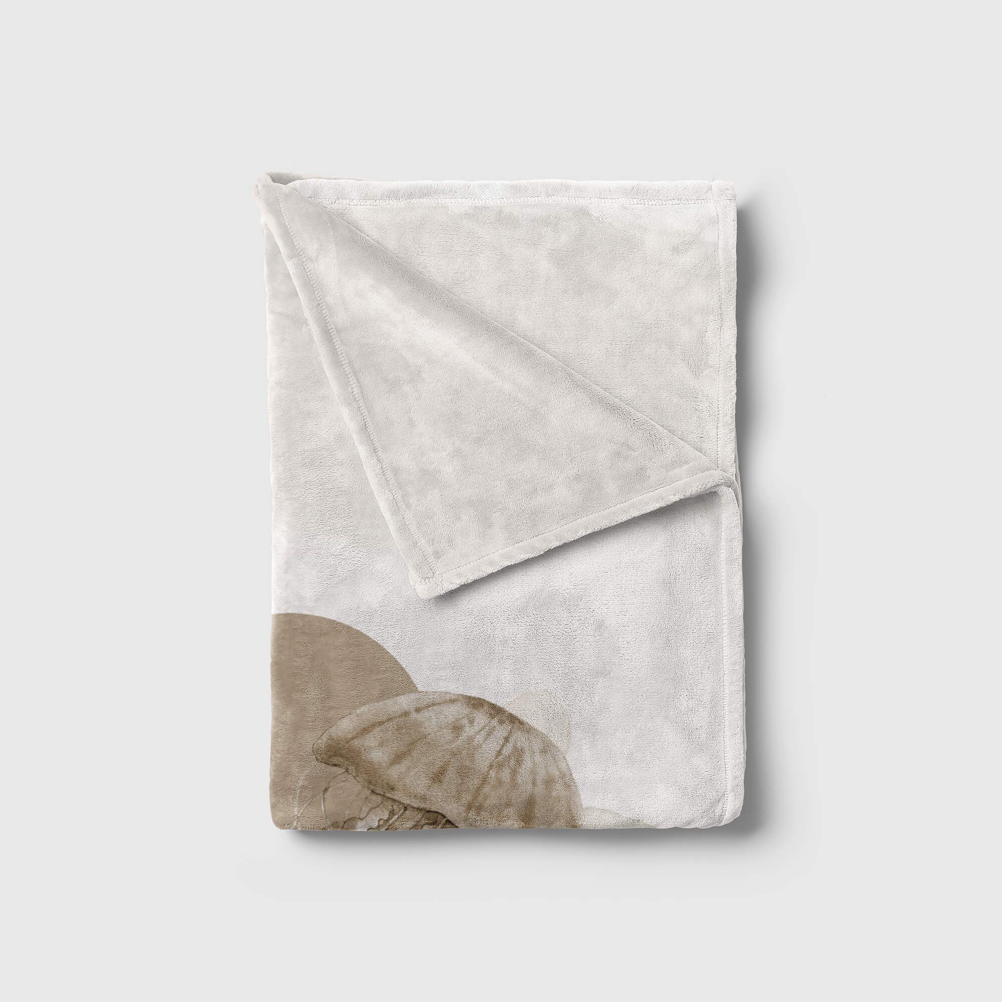 Kuscheldecke Saunatuch Baumwolle-Polyester-Mix Art (1-St), Sinus Strandhandtuch Qualle Handtuch Motiv, Kunstvoll Ozean Handtücher Handtuch