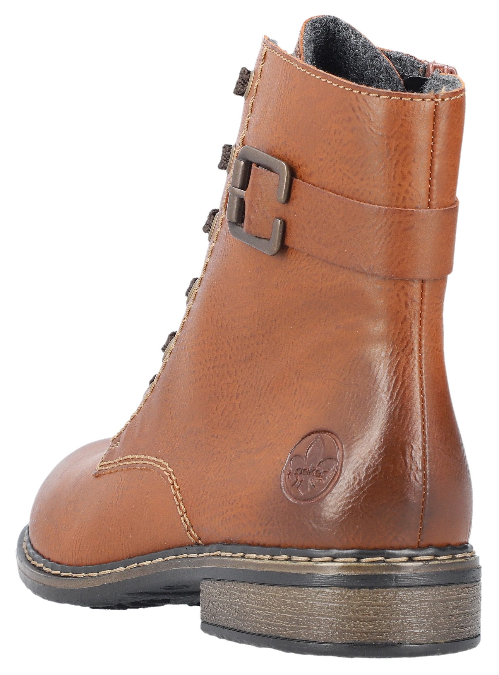 Rieker Schnürstiefelette, Schnürboots, Klassik-Boots, Blockabsatz, in Used-Optik