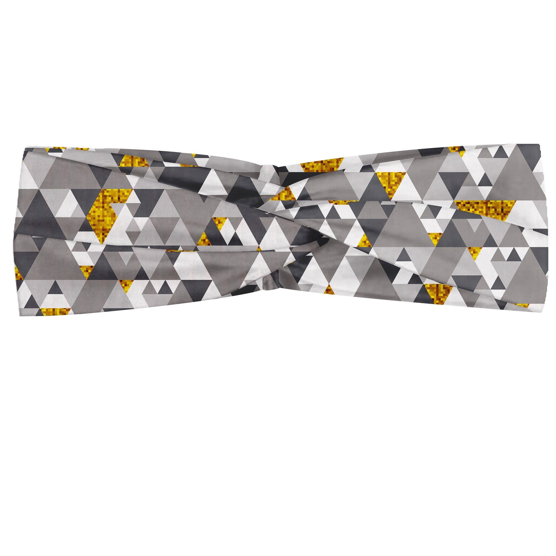 Abakuhaus Stirnband Elastisch und Angenehme alltags accessories gelb Grau Zig Zag Triangles