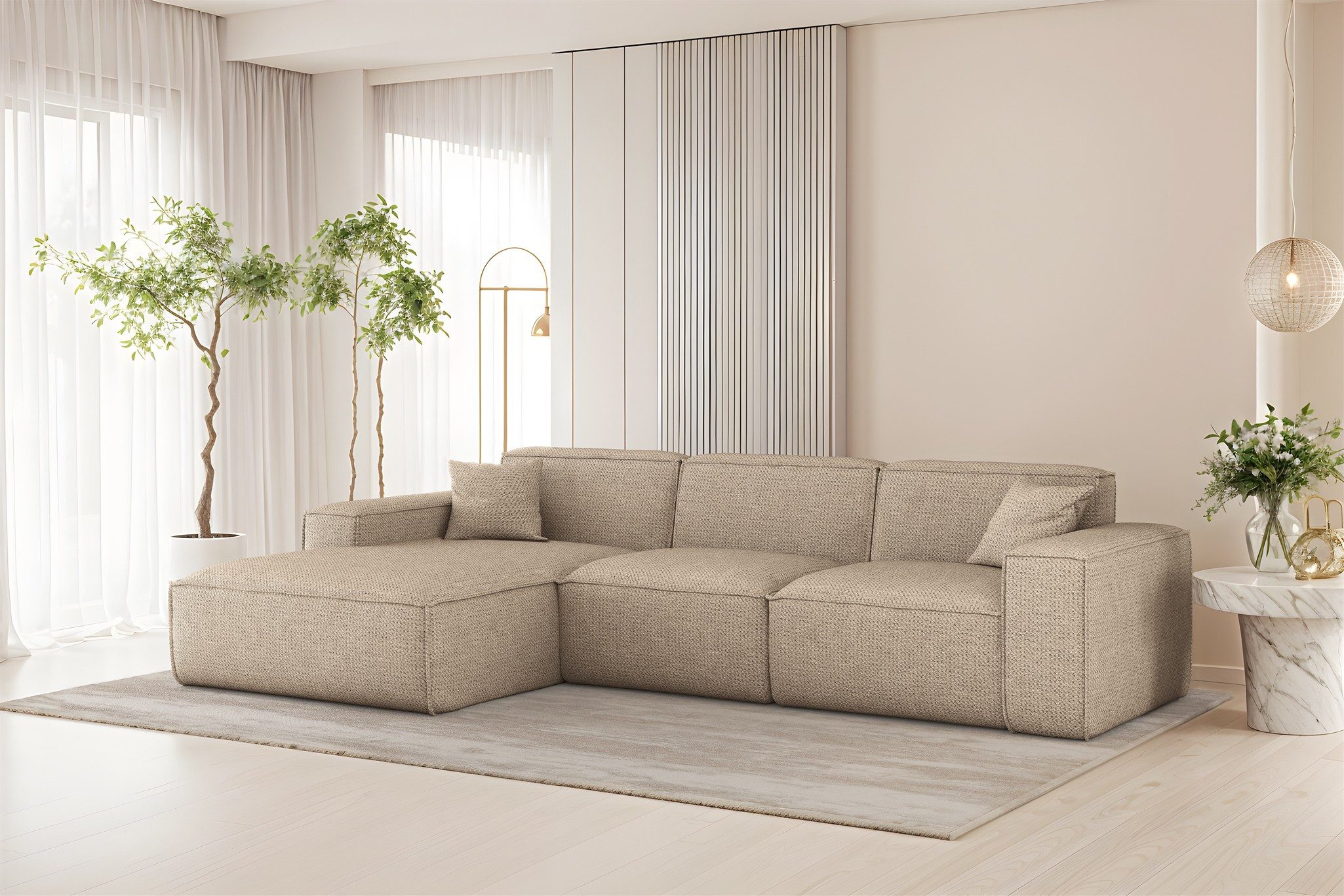 Fun Möbel Ecksofa Designersofa CELES PREMIUM in Stoff Artico (266cm x 165cm günstig online kaufen