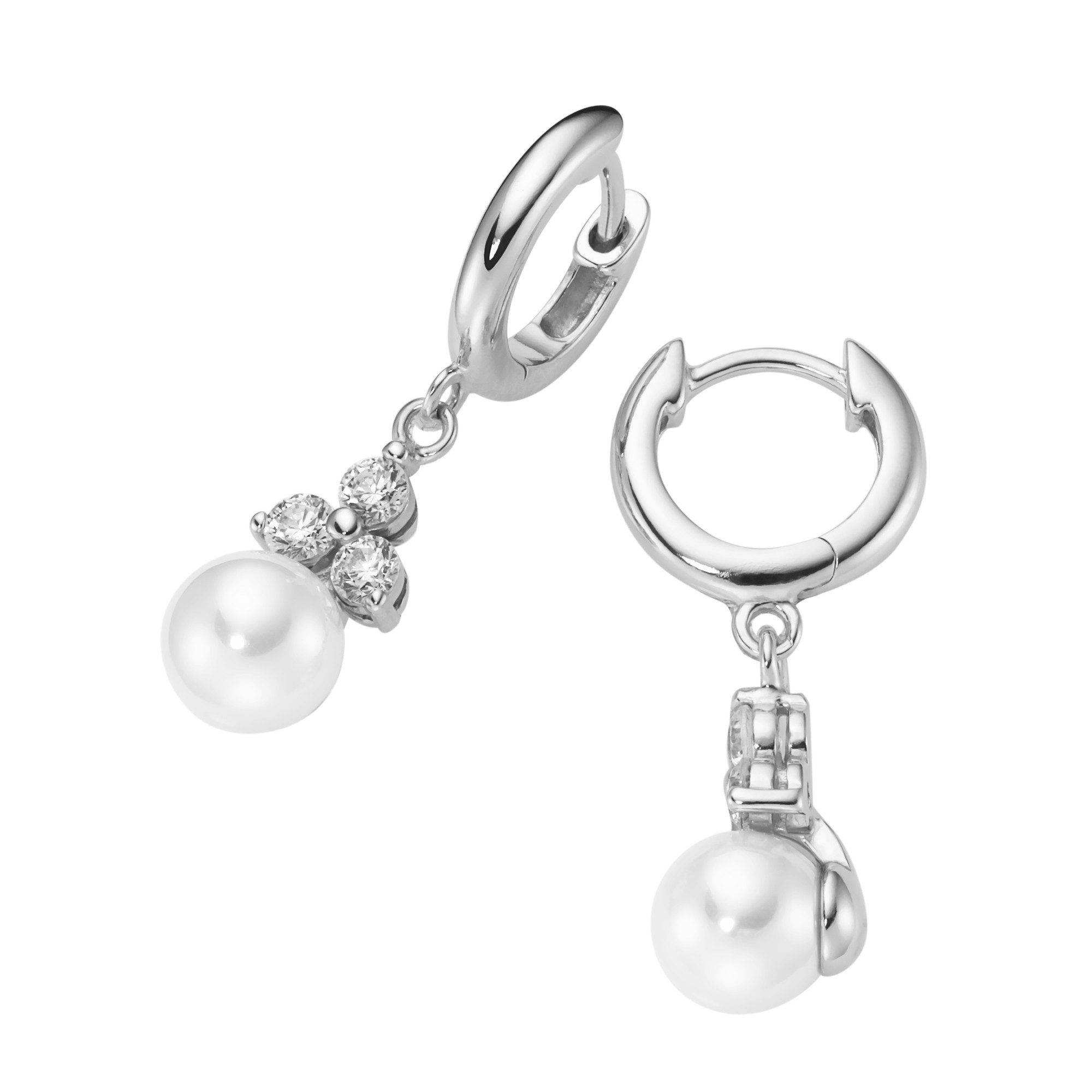 Firetti Paar Creolen Schmuck Geschenk Silber 925 Ohrschmuck Ohrringe, mit Zirkonia (synth) - mit Muschelperle