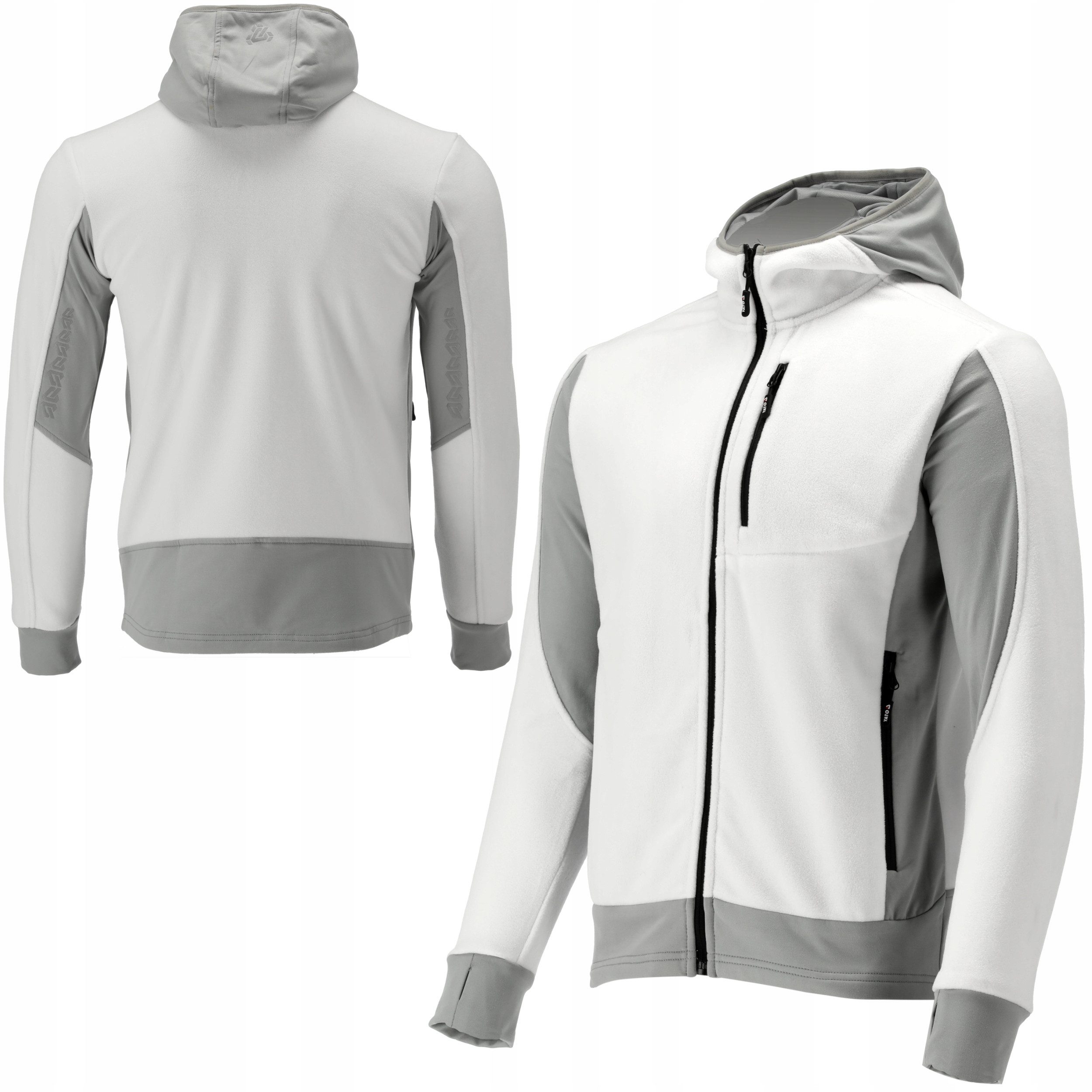 Kapuzenpullover Fleece Kapuzenpulli, Hoodie mit Reißverschluss Gr. XXXL weiß-grau
