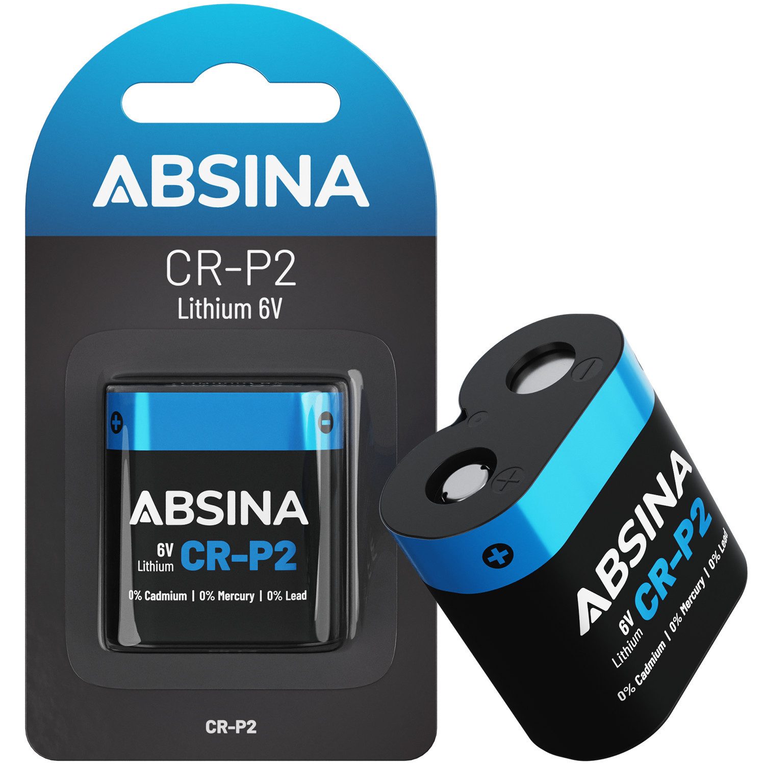 ABSINA CR P2 Lithium Batterie 6V - CR-P2 Batterie Batterie, (6 V, 1 St)