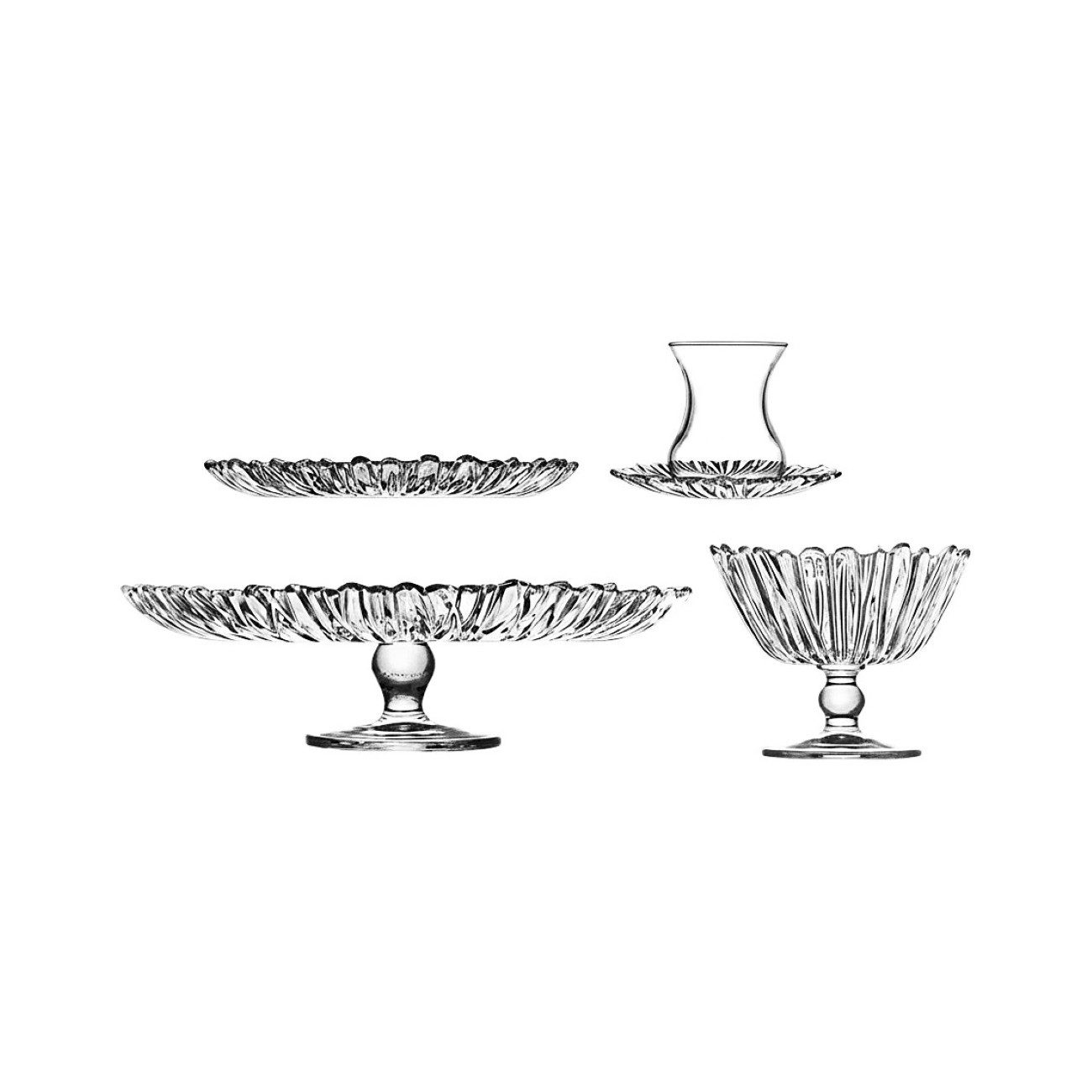 Pasabahce Servier-Set Aurora, Glas, (20-tlg), 20-teiliges, ideal für Tee- & Kaffeerunden