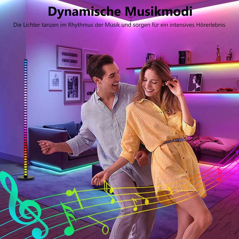 MUPOO Dimmbar Smart Sync, Musik DIY-Modi, Fernsteuerung, 16 App mit Stehlampe LED Farben steuerung, LED Stimme Stehlampe WiFi-App Millionen Fernbedienung, und