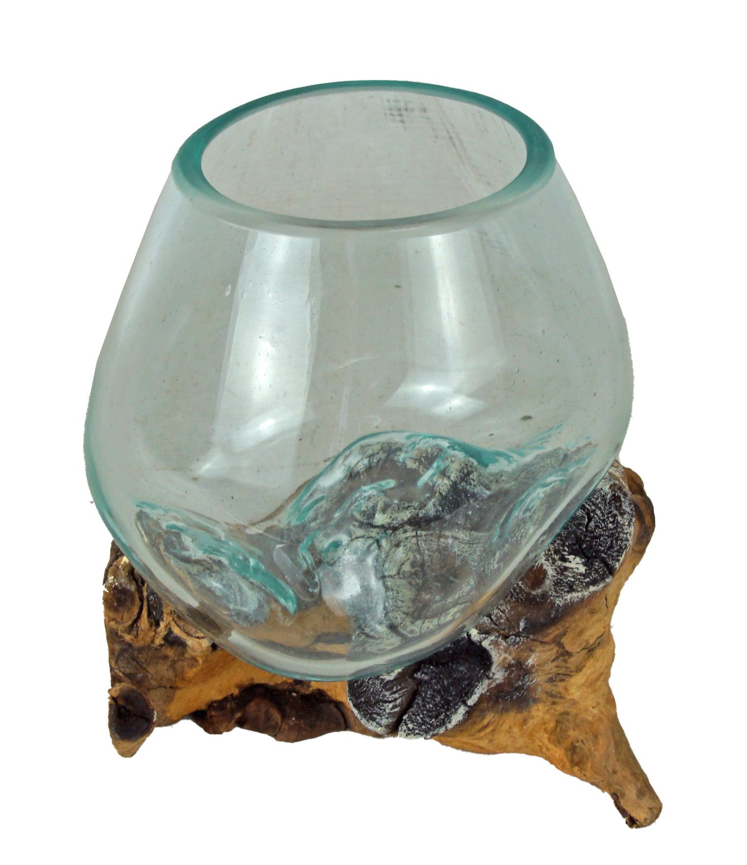 Eurosouvenir Dekoschale Exklusive Deko-Schale aus Glas auf Naturholz (Set, Set), Naturholz