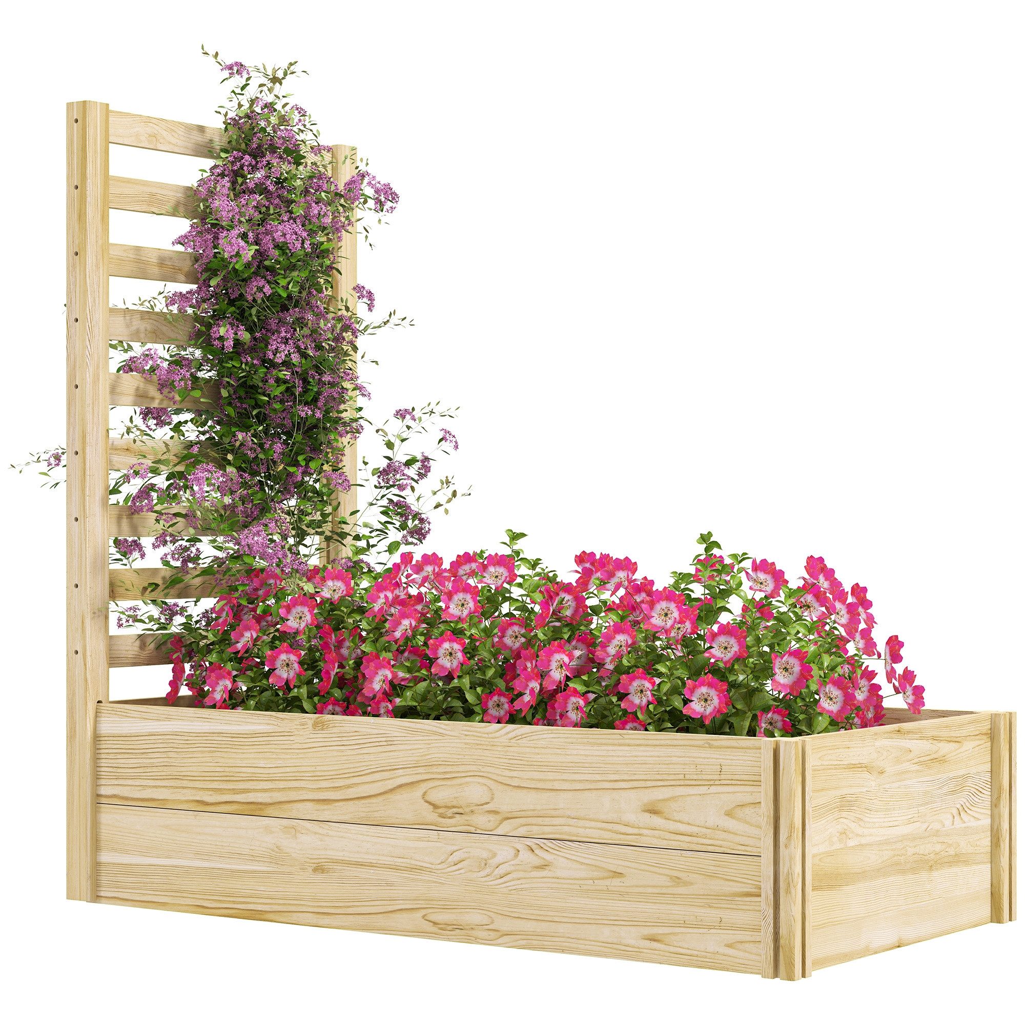 MC Star Hochbeet Pflanzkasten mit Rankgitter, Blumenkasten, Gartenpflanzgefäß (Maße 115 x 60 x 110 cm (L x B x H), Holzoptik)