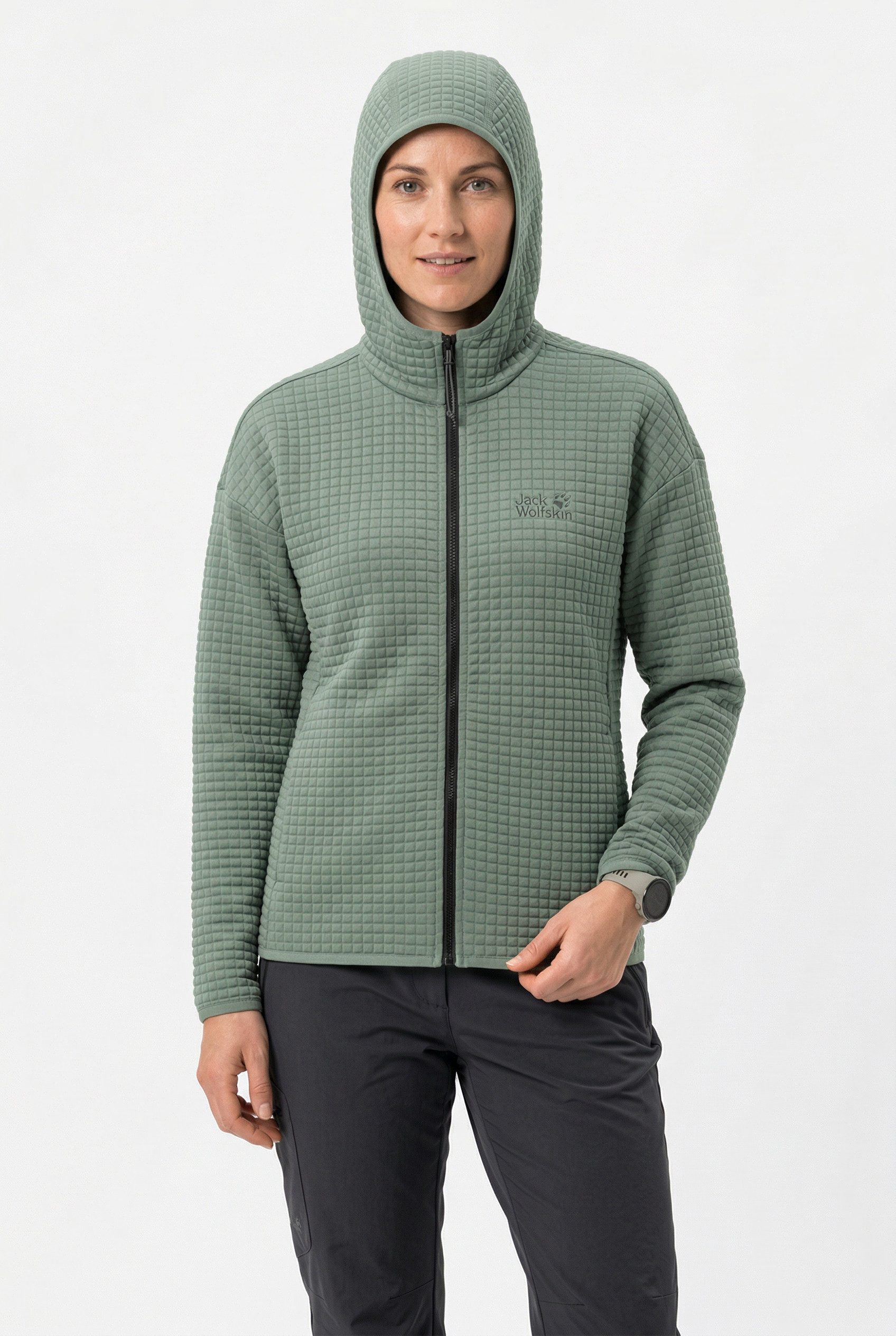 Jack Wolfskin Fleecejacke MOGARI HOODED FZ W mit Kapuze, atmungsaktiv, leicht, pflegeleicht, schnell trocknend