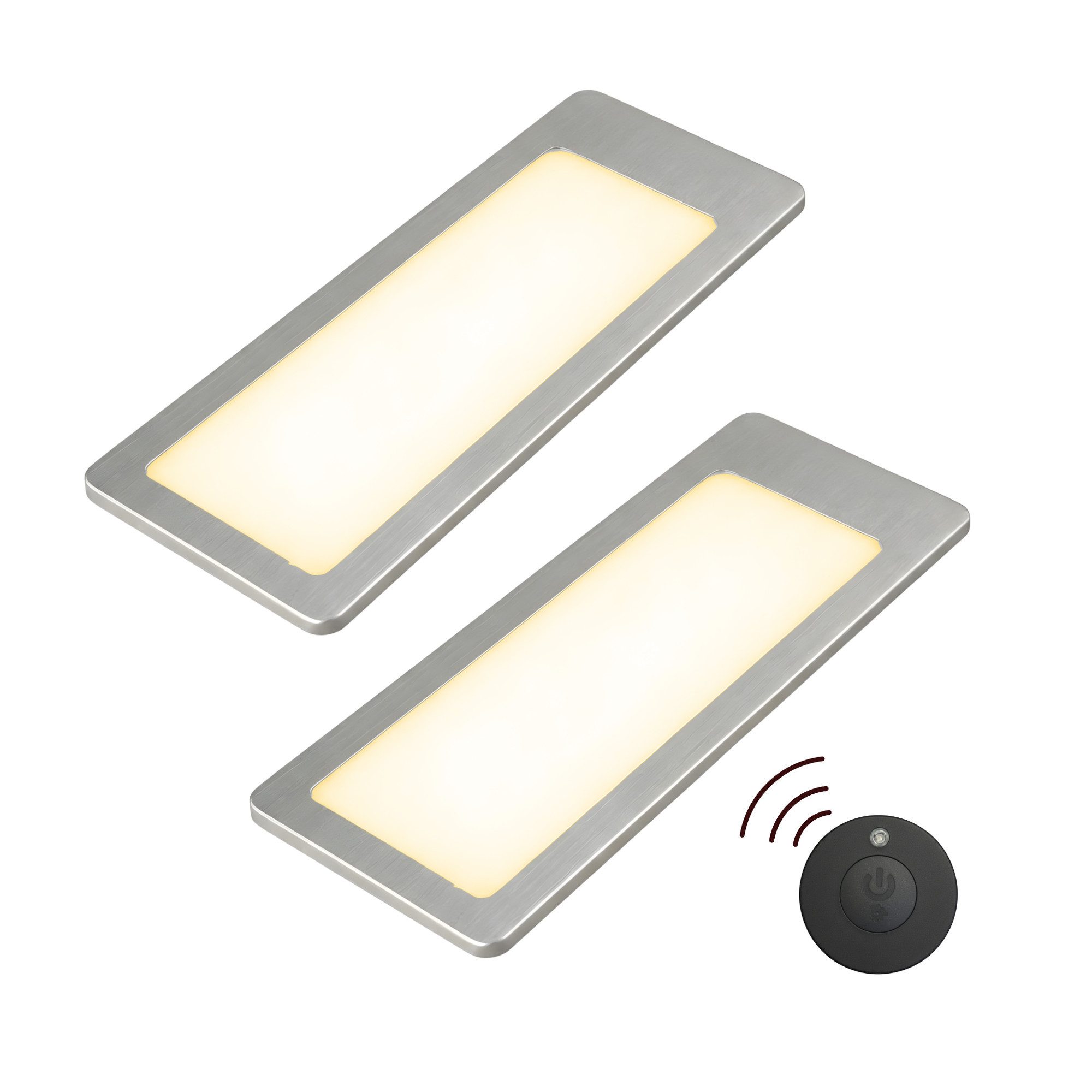 kalb LED Unterbauleuchte TooFlatXL Unterbauleuchten 1-4Set Funkschalter 12V Plug&Play Edelstahl, 2er Set warmweiß, LED, Warmweiß