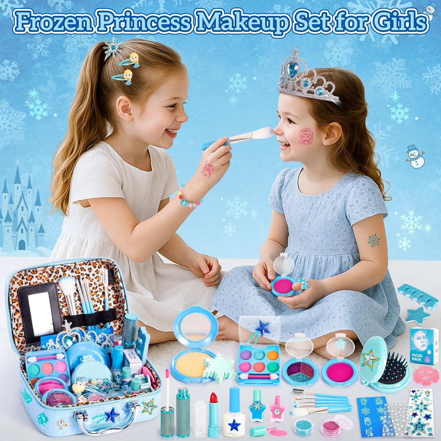 Hohosunlar Kosmetik-Koffer Kinder Schminkkoffer Set 34 Teile Spiel Make up Zubehör Tasche, 34-tlg., Spiel Make up Set Kinder Schminkkoffer Zubehör Rollenspiel, 34 Teile Tasche Spiegel Schmuck Zubehör Kinder Rollenspiel Set
