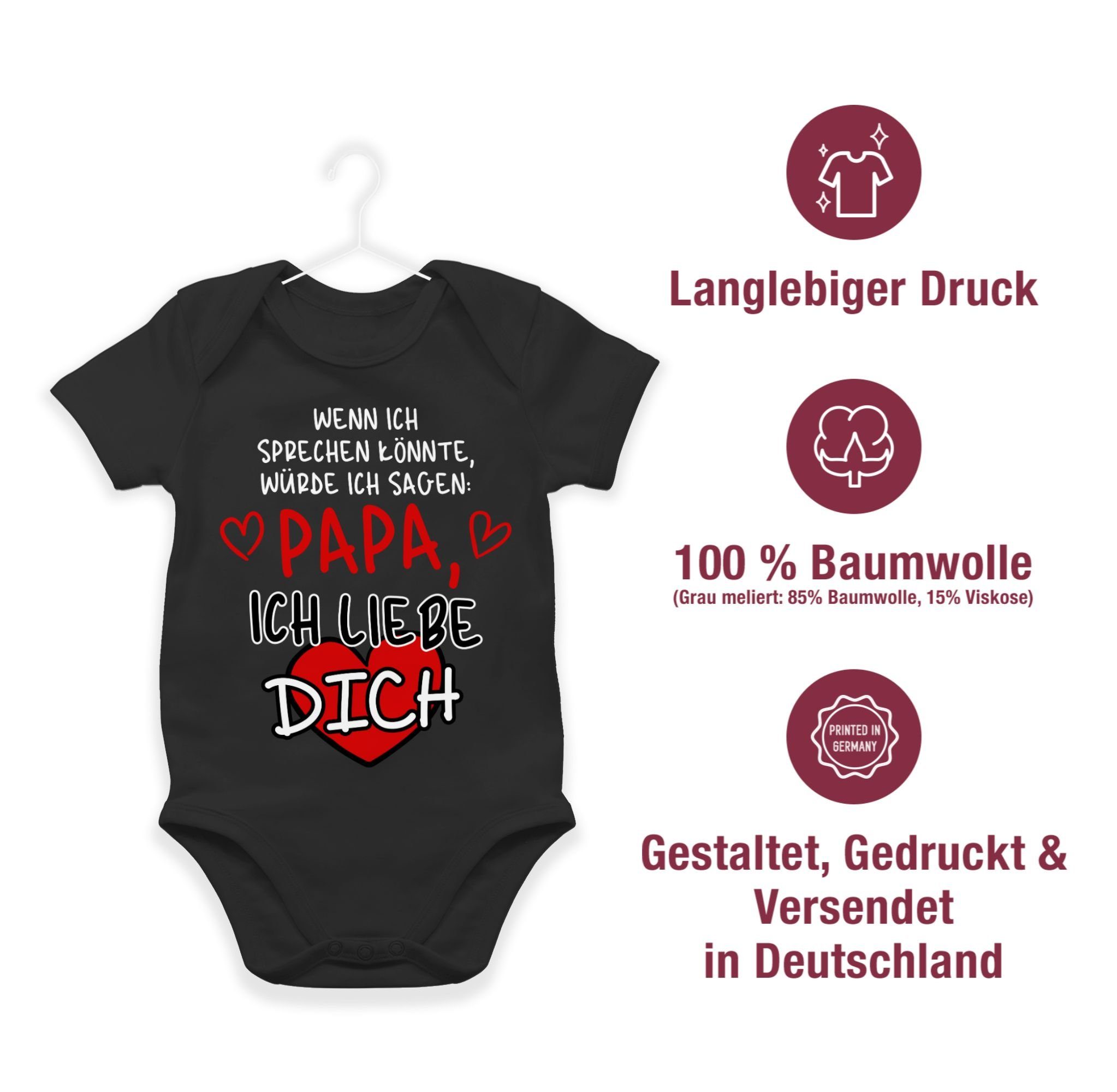 ich Shirtbody sprechen Geschenk dich Vatertag Baby Shirtracer würde liebe sagen: Schwarz ich Papa, Wenn könnte, 2 weiß ich