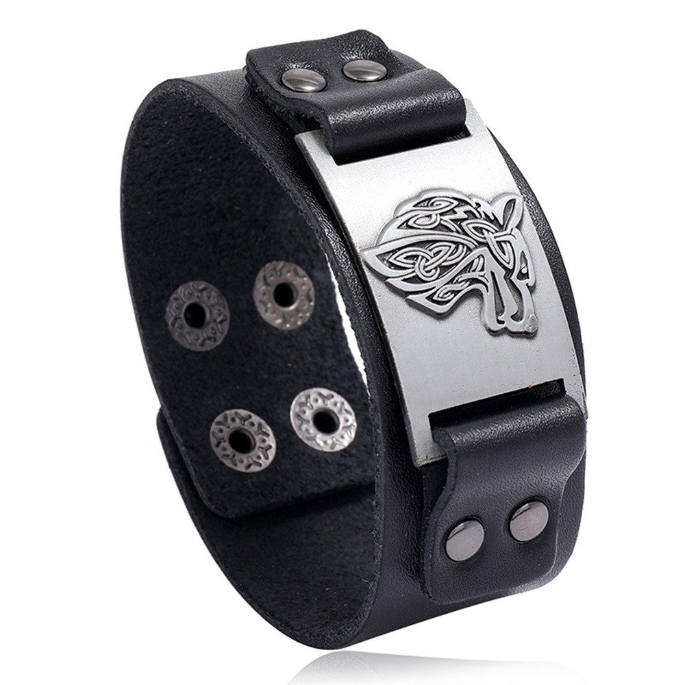 Eyecatcher Lederarmband Wickinger Wolf Silber Bronze Gold Armband verstellb günstig online kaufen