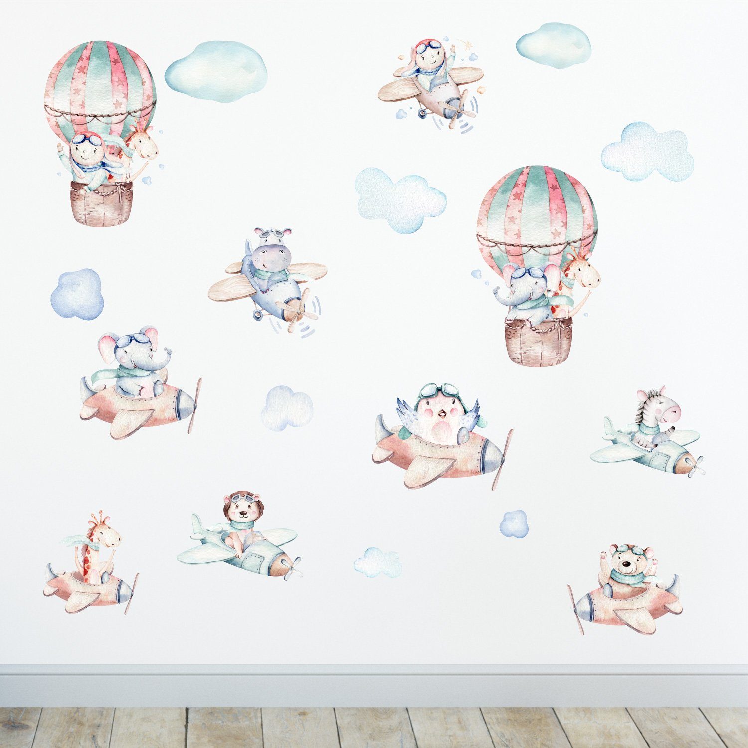 Sunnywall Wandtattoo Flugzeug Tiere Wandsticker Wandtattoo (3 St), konturgeschnitten