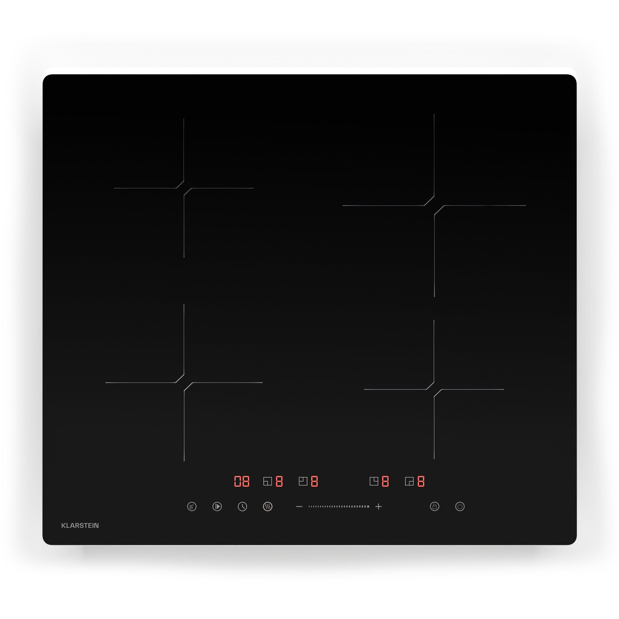 Klarstein Induktions-Kochfeld PowerGlide, Kochfeld Induktion 4 Zone Touch Timer Küche