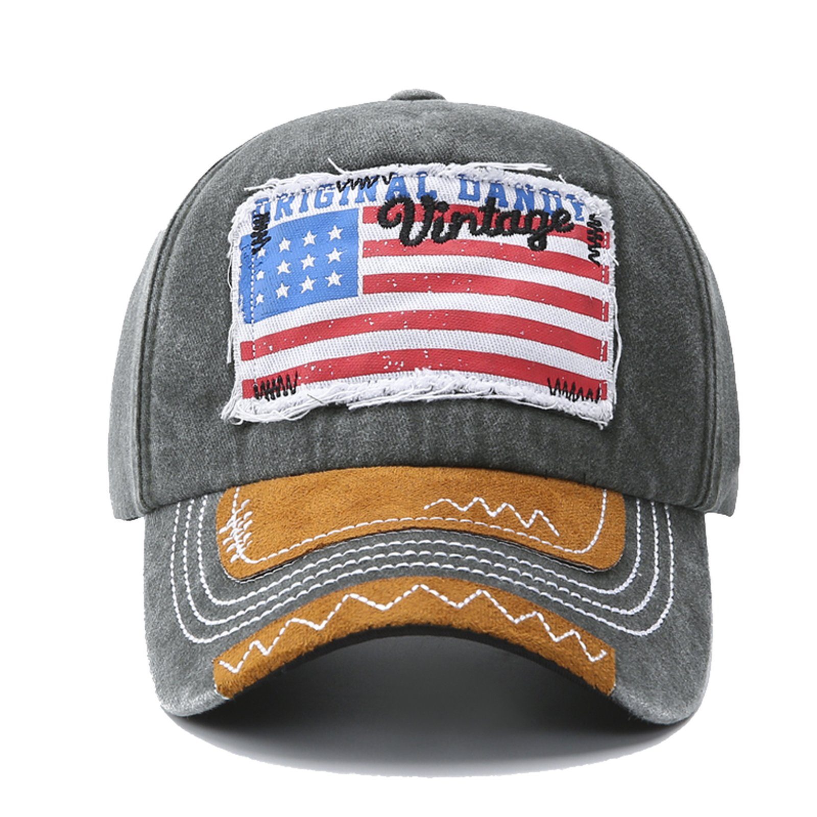 Baseball U.S.A. Basic Baseballcap Amerika Cap Belüftungslöchern Vintage Retro USA Fahne Sporty schwarz Flag mit