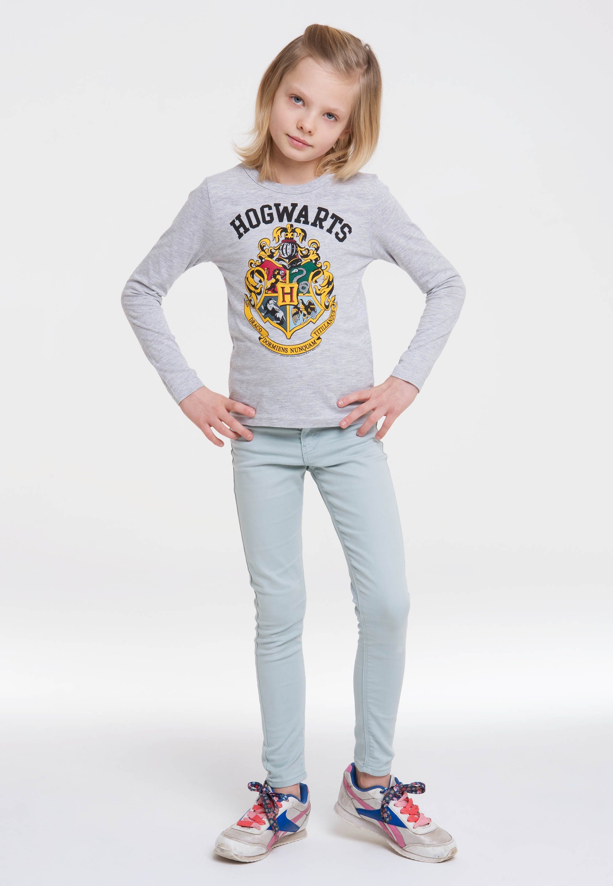 detailliertem LOGOSHIRT mit Langarmshirt Hogwarts Print