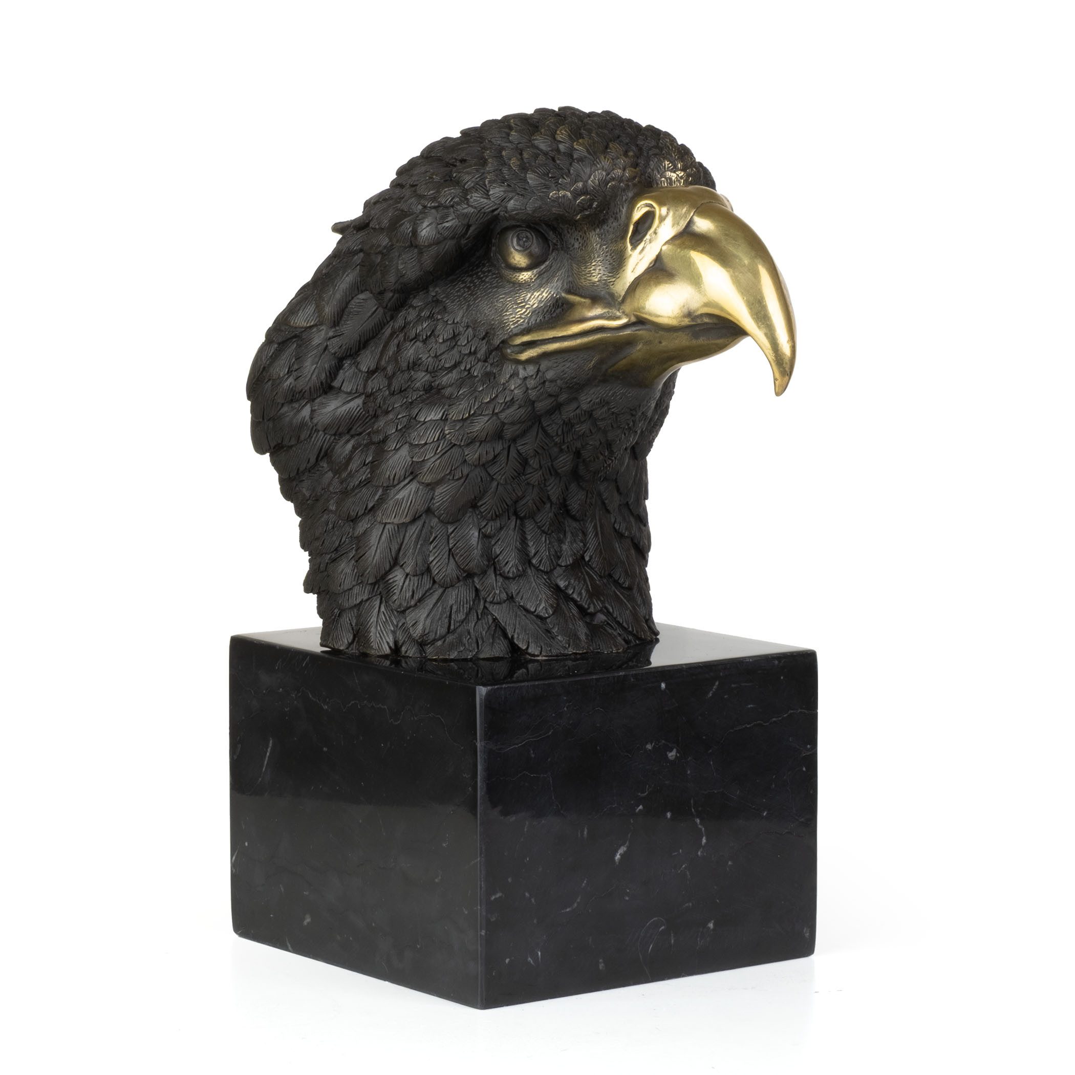 Moritz Tierfigur Adlerkopf Dekofigur aus Bronze auf Marmorsockel H 27 cm Tierbüste (Einzelartikel, kein Set)