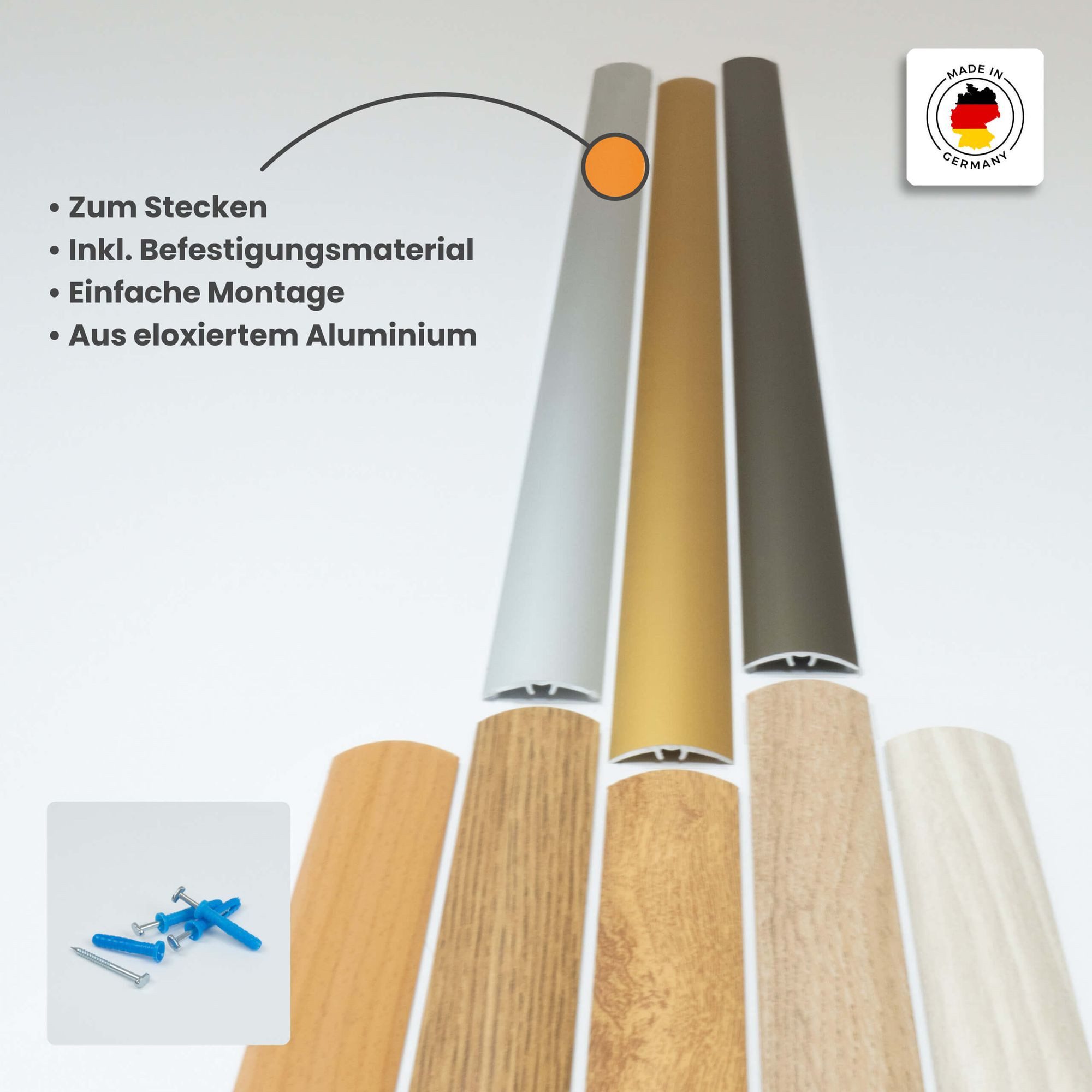 Dalsys Übergangsprofil Anpassungsprofil zum Schrauben inkl. Befestigungsmaterial (90cm x 40mm in der Farbe Buche, 1-St), aus Aluminium