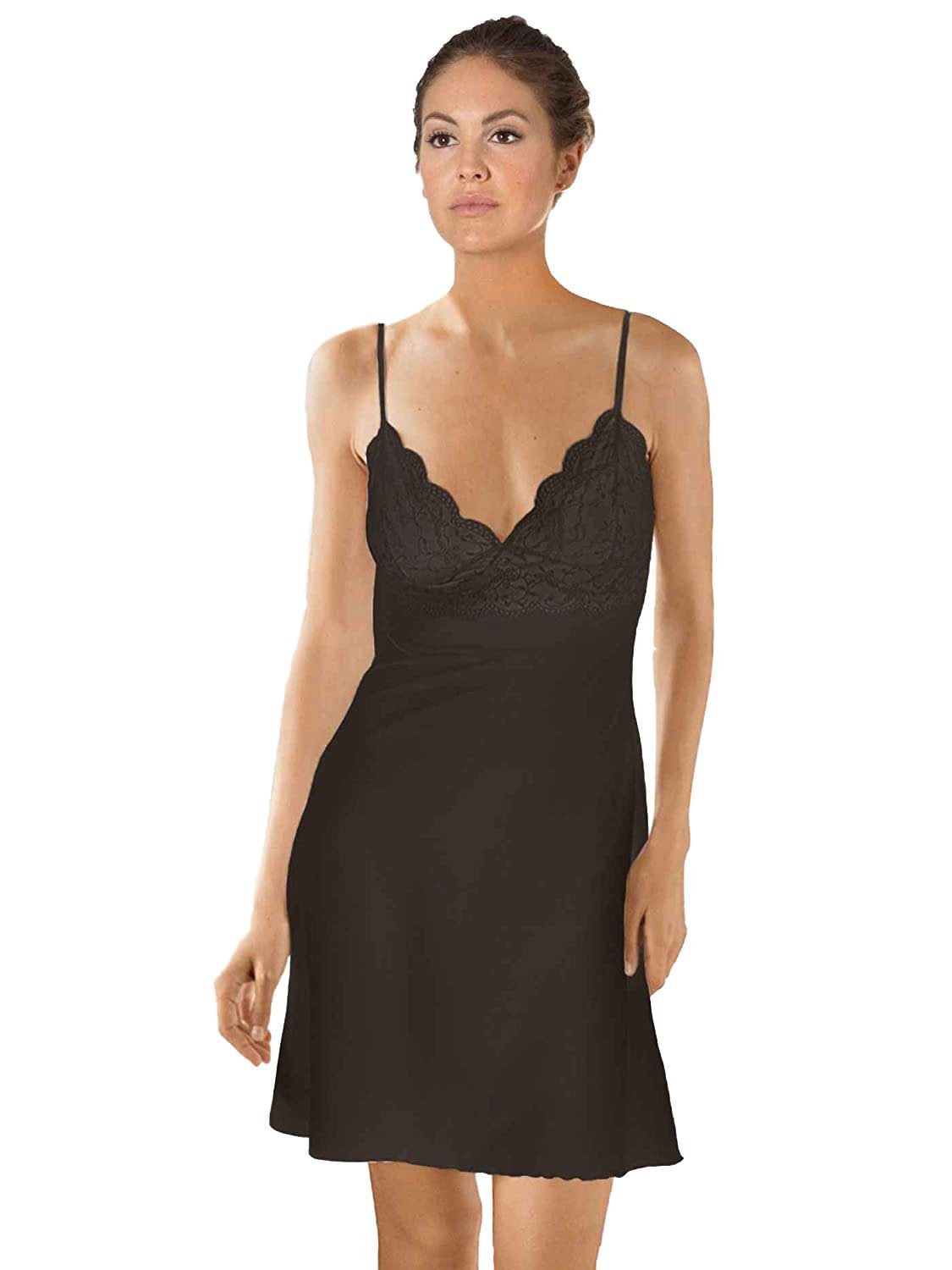 Hemdrock C. Negligee Von (200) Edition Nina Silver (1-tlg) Schwarz mit Unterkleid Spitzenverzierungen