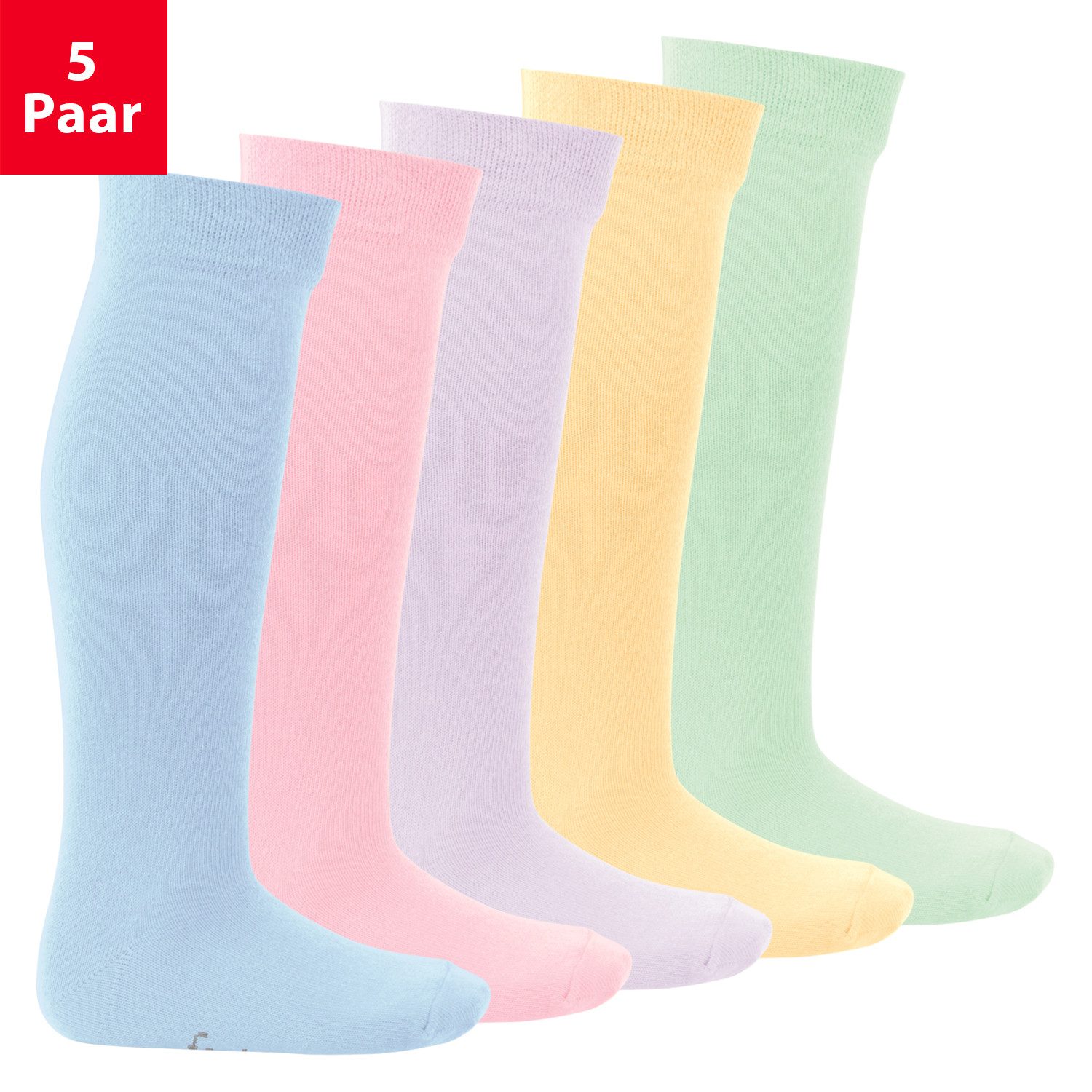 Footstar Langsocken EVERYDAY! 5 Paar Kinder Kniestrümpfe Lange Socken für Mädchen & Jungen