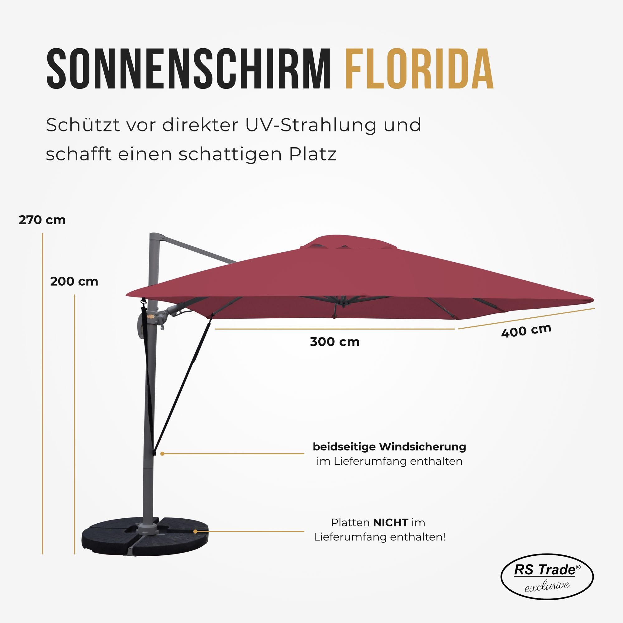 RS Trade Rechteckschirm Sonnenschirm 3m x günstig online kaufen