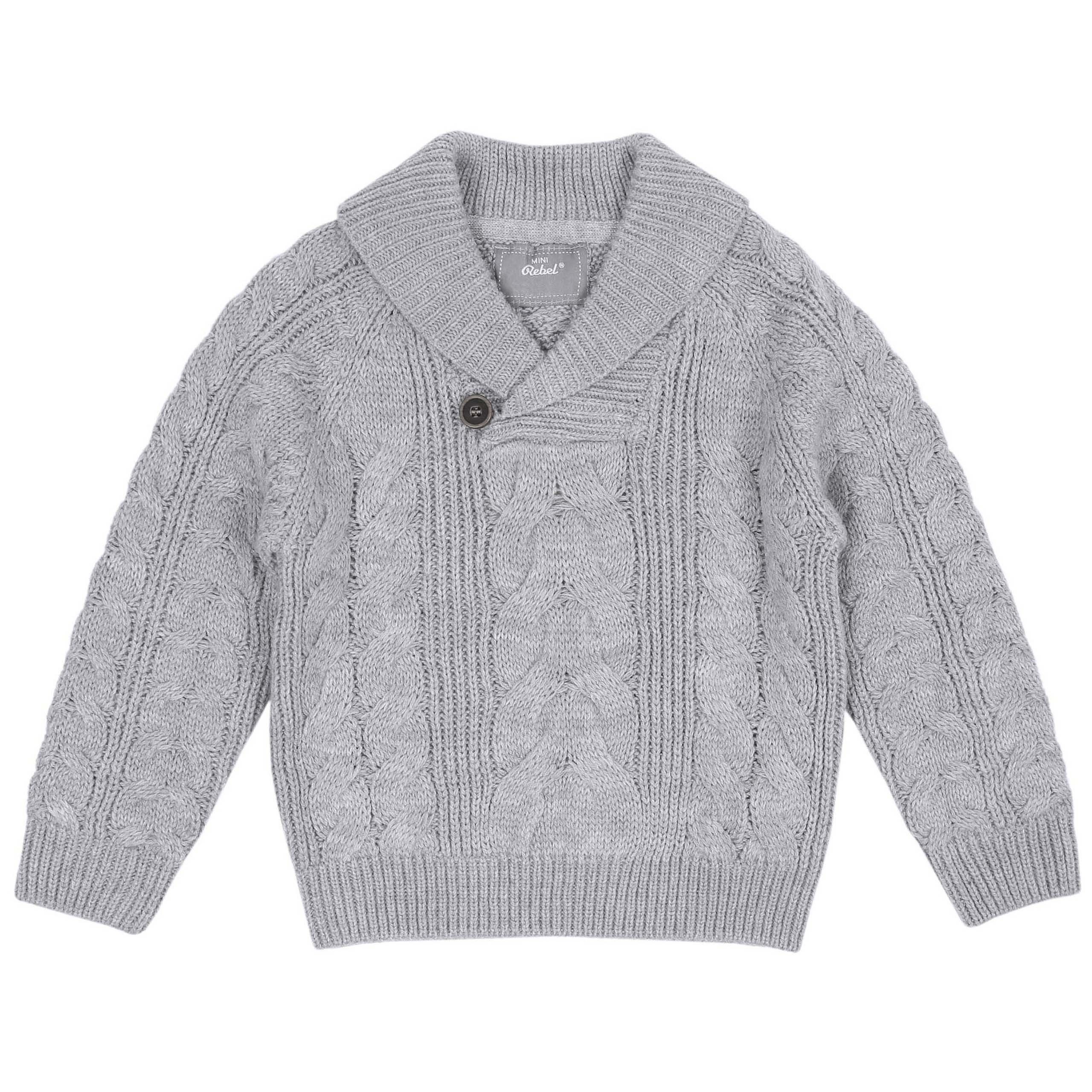 Sarcia.eu Wollpullover Grauer warmer Kinderpullover mit grobem Strickmuster für Jungen