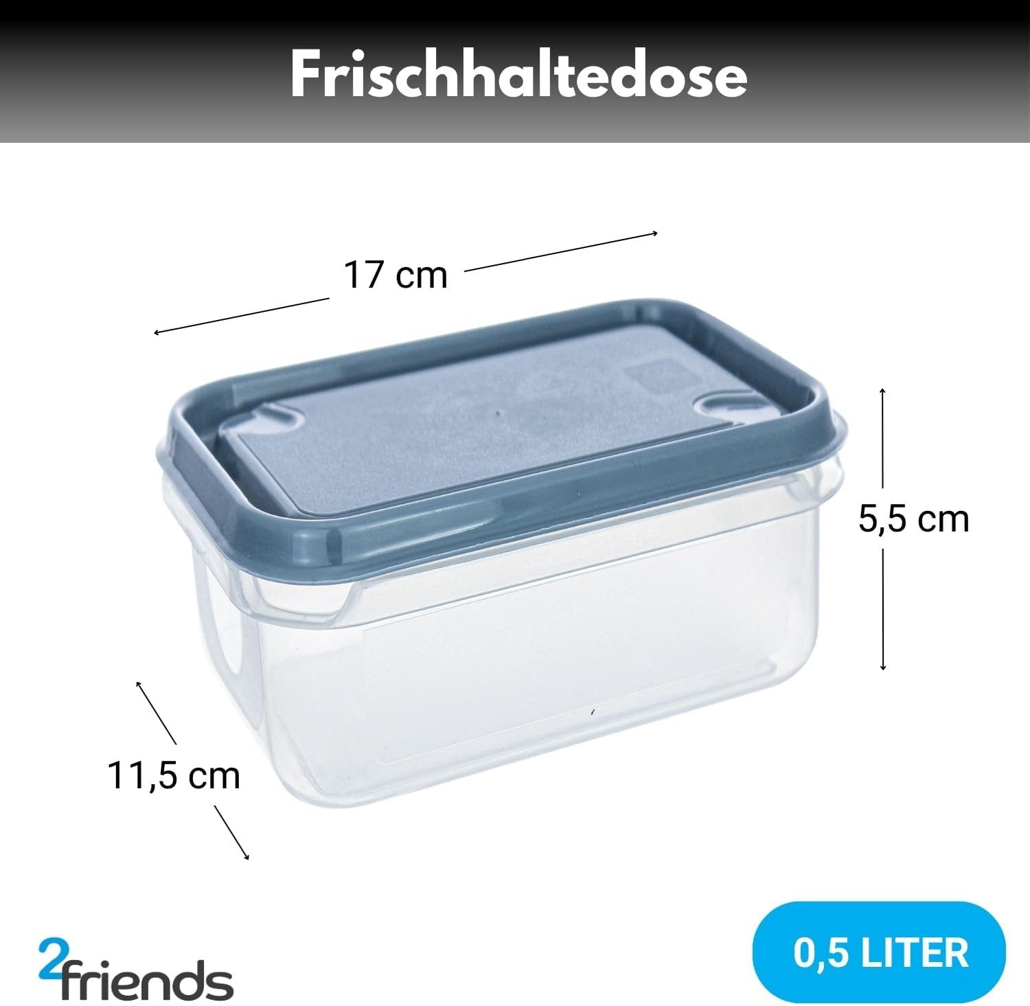 Centi Frischhaltedose Vorratsdosen BERLIN 4er Set – 0,5 L –, Kunststoff, (4er-Set), rechteckig – 17 × 11,5 × 5,5 cm