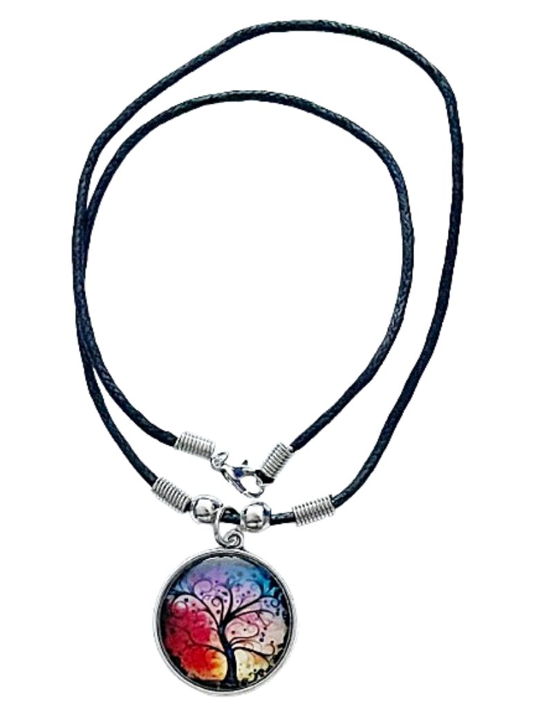 Westernlifestyle Kette mit Anhänger Tree of Colors Cabochon Halskette Lebensbaum