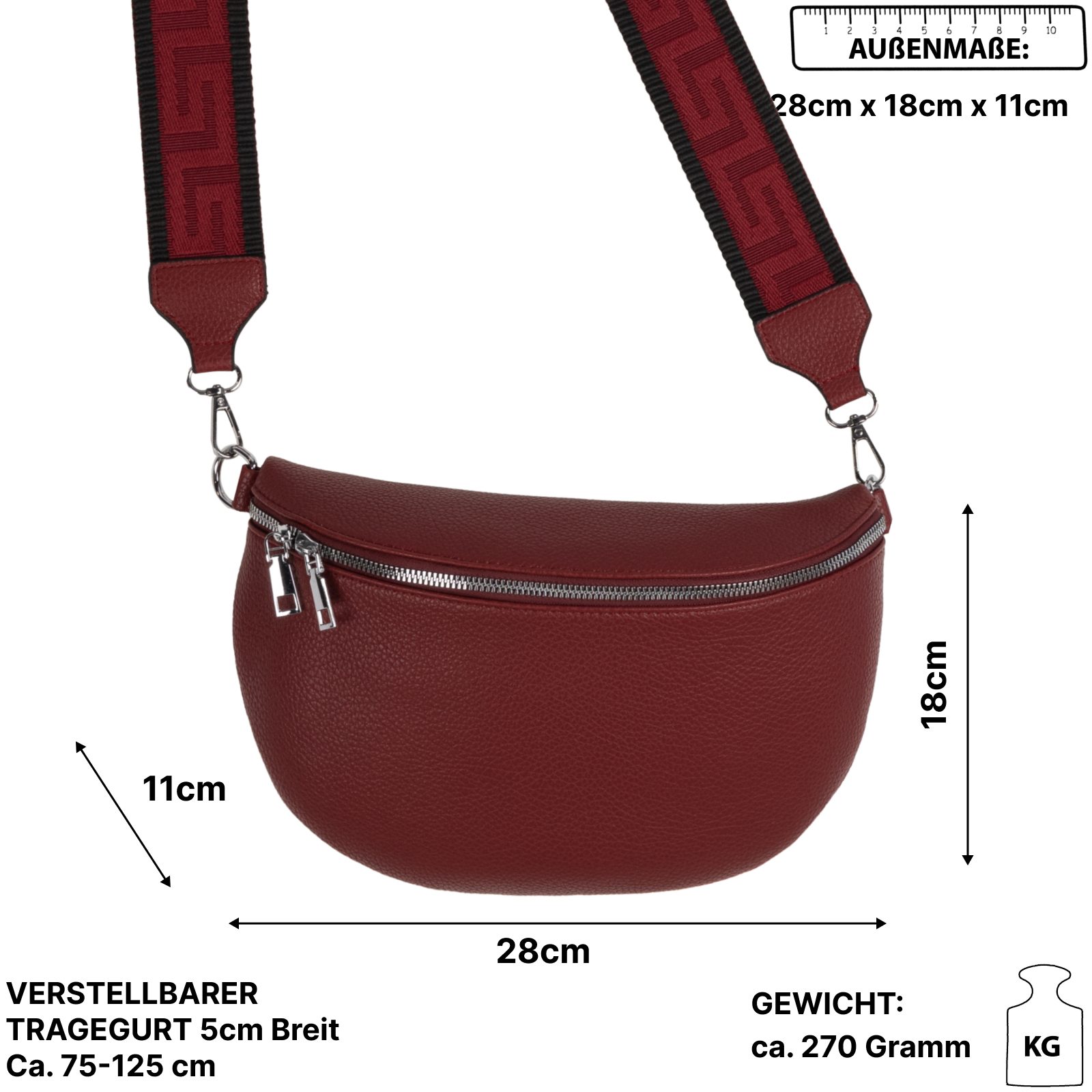 EAAKIE Gürteltasche Bauchtasche Umhängetasche Crossbody-Bag Kunstleder Ital günstig online kaufen