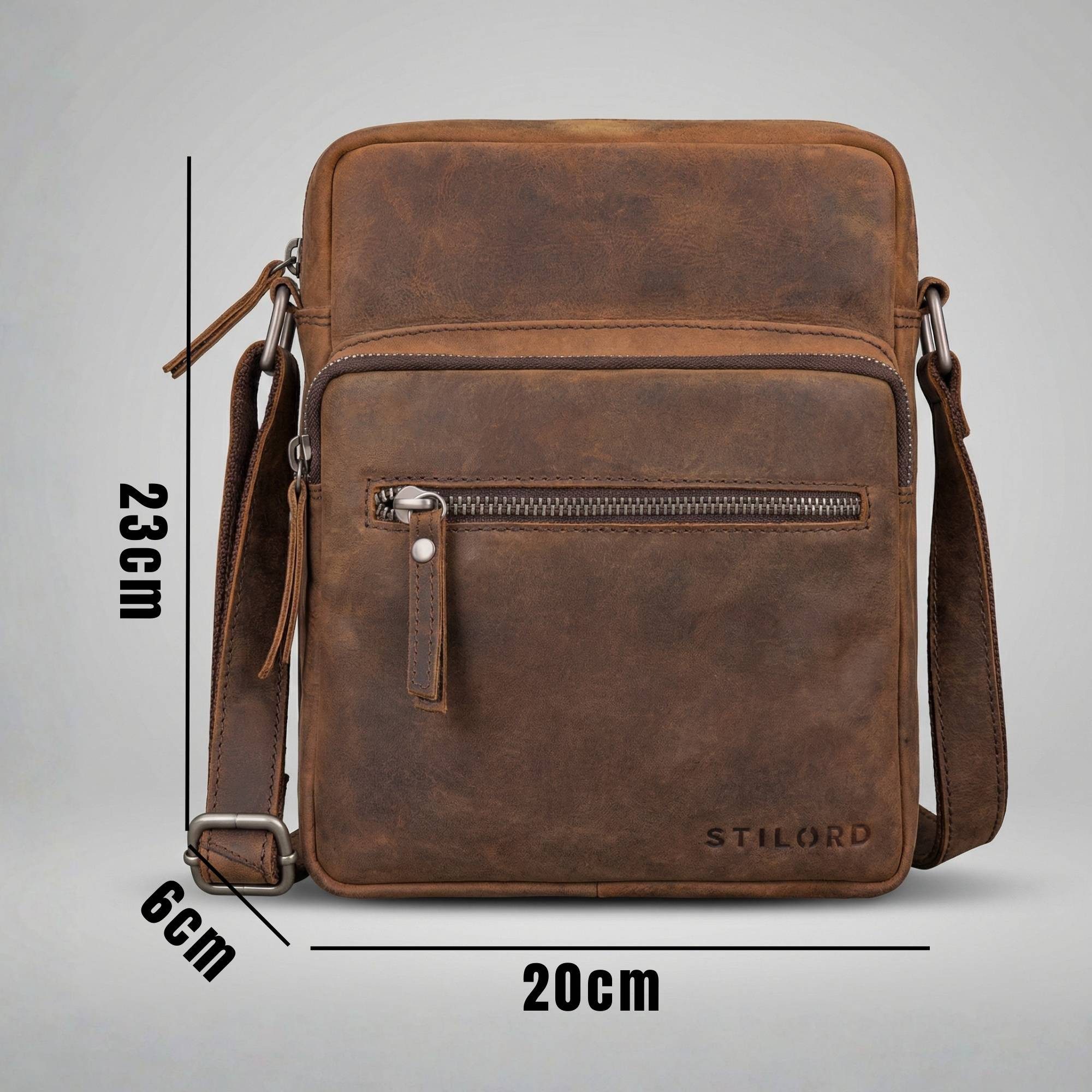 STILORD Schultertasche "Maris" Kleine Echtleder Umhängetasche für Herren für 8.3 Zoll Tablet