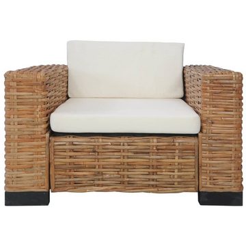 vidaXL Sessel Sessel mit Auflagen Natur Rattan