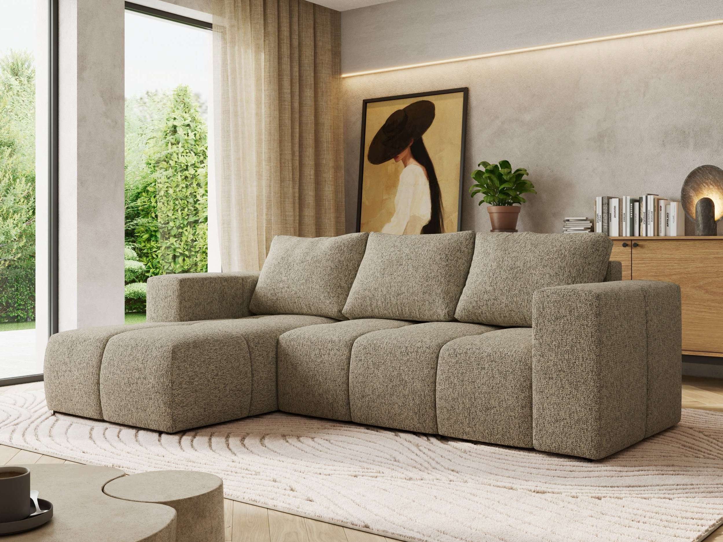 MKS MÖBEL Ecksofa MONIVA, Set, Gepolsterte Eckcouch, Wellenfedern, HR35-Schaum, L-form, Schlaffunktion, Bettkasten