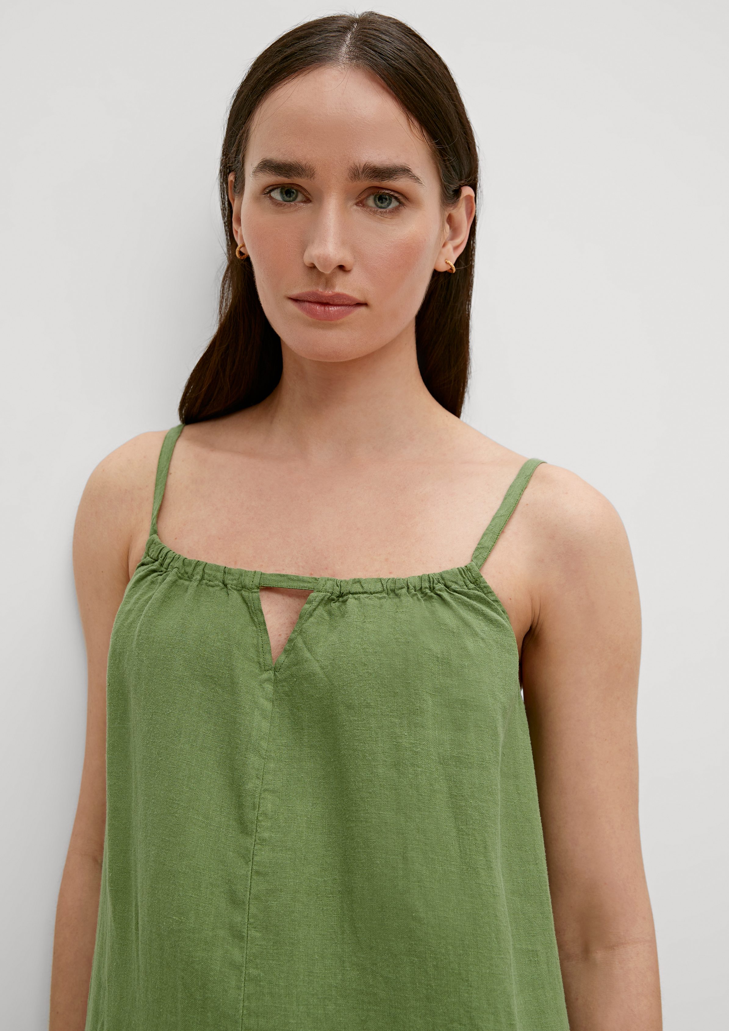 bright Schleife Leinen Kleid Minikleid aus green Comma