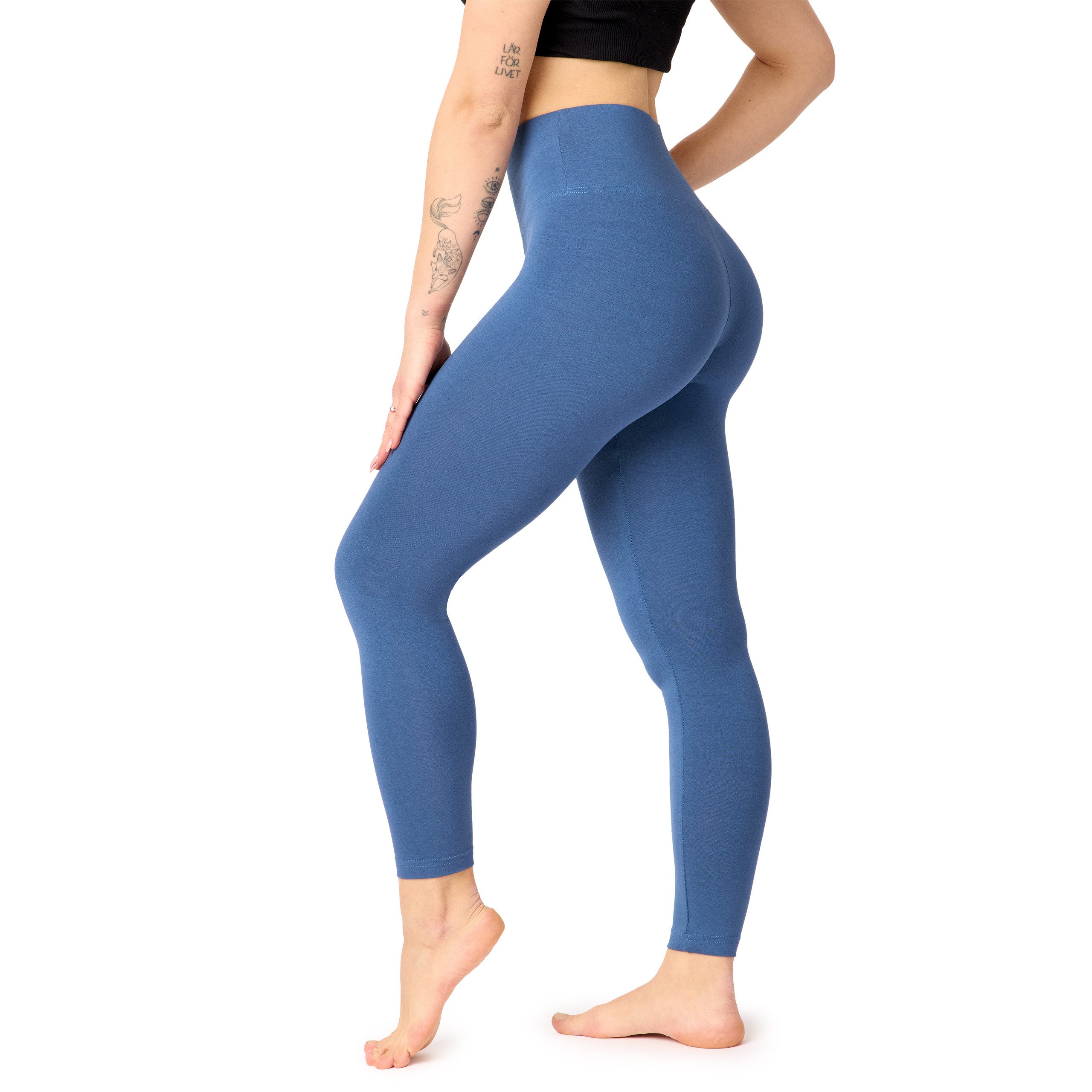 Highwaist Leggings Damen Lange Leggings High Waist Comfort aus Viskose für Yoga BLV50-289
