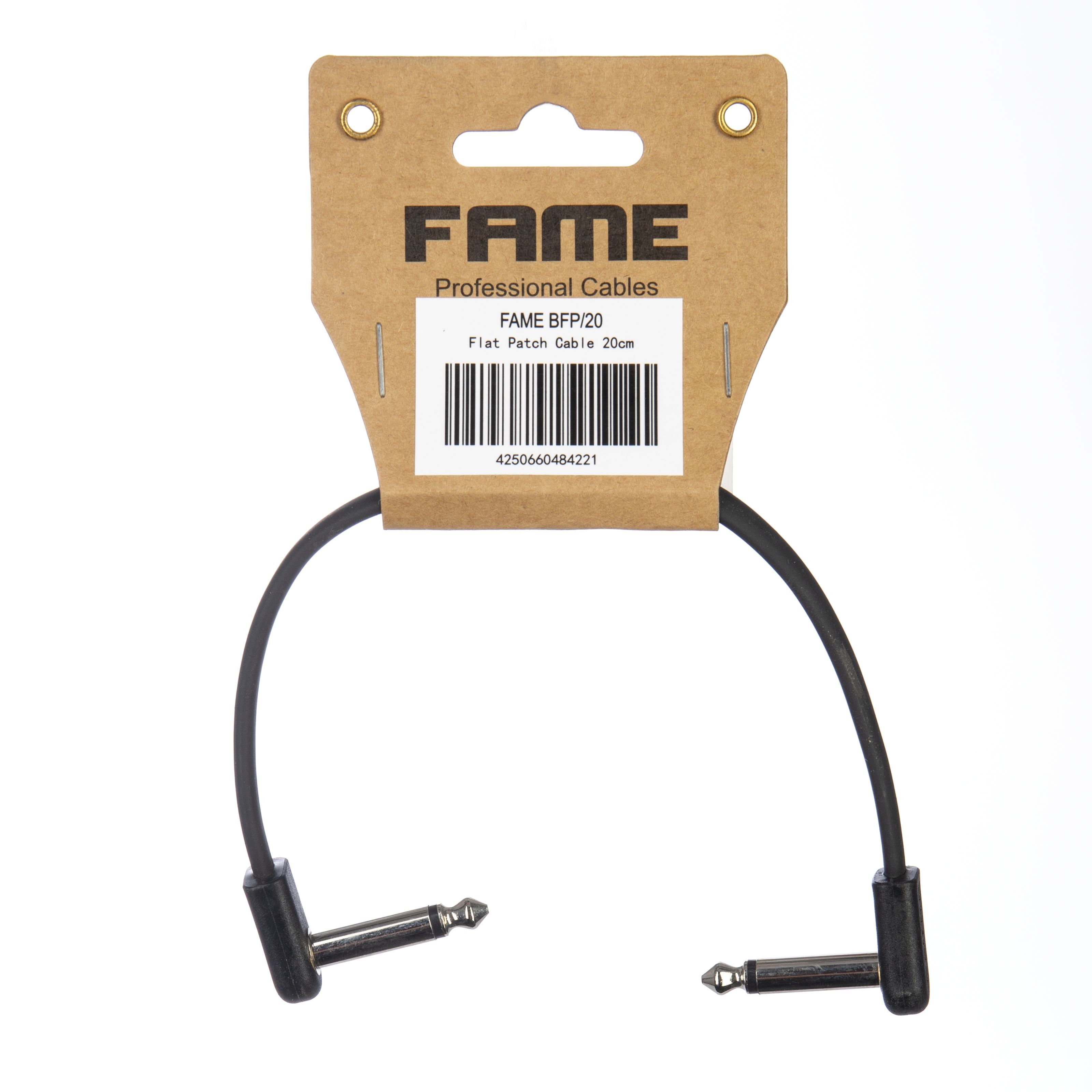 FAME Audio-Kabel, Flat Patch Cable, Black Patch Cable, 20 cm Patch Cable