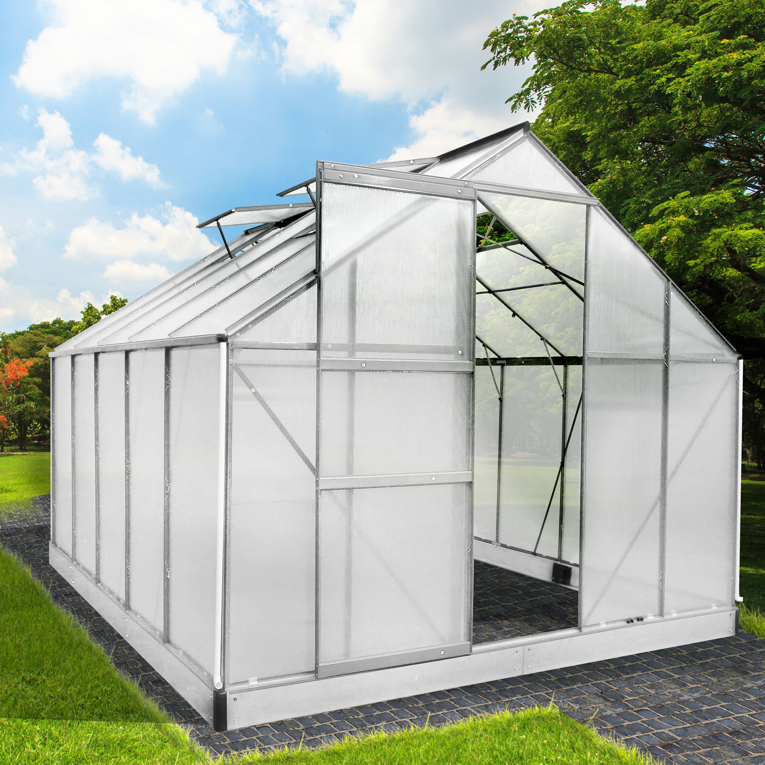 BRAST Gewächshaus ALU mit Fundament rostfrei 310x250x205cm TÜV geprüft