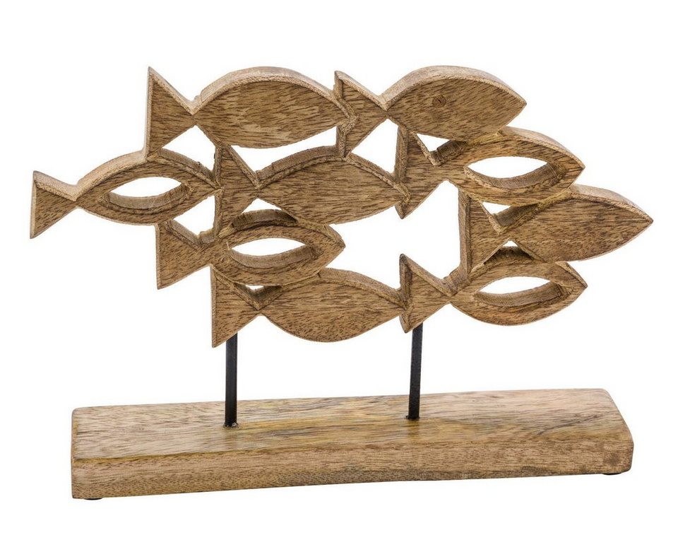 Tierfigur Fische - Ständer Holz Spetebo Tisch Fenster cm, Aufsteller Mango 25 Deko Fischschwarm