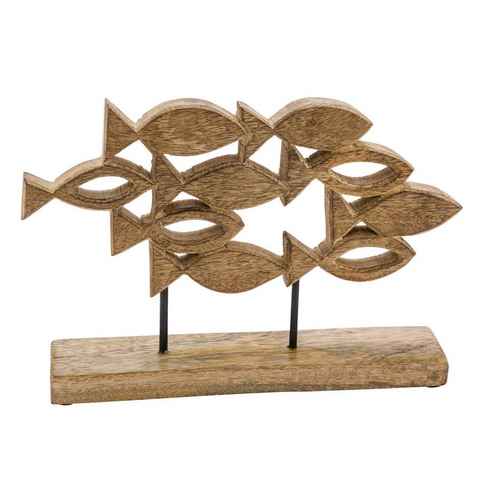 Spetebo Tierfigur Mango Aufsteller Fischschwarm - 25 cm, Tisch Fenster Holz Deko Ständer Fische