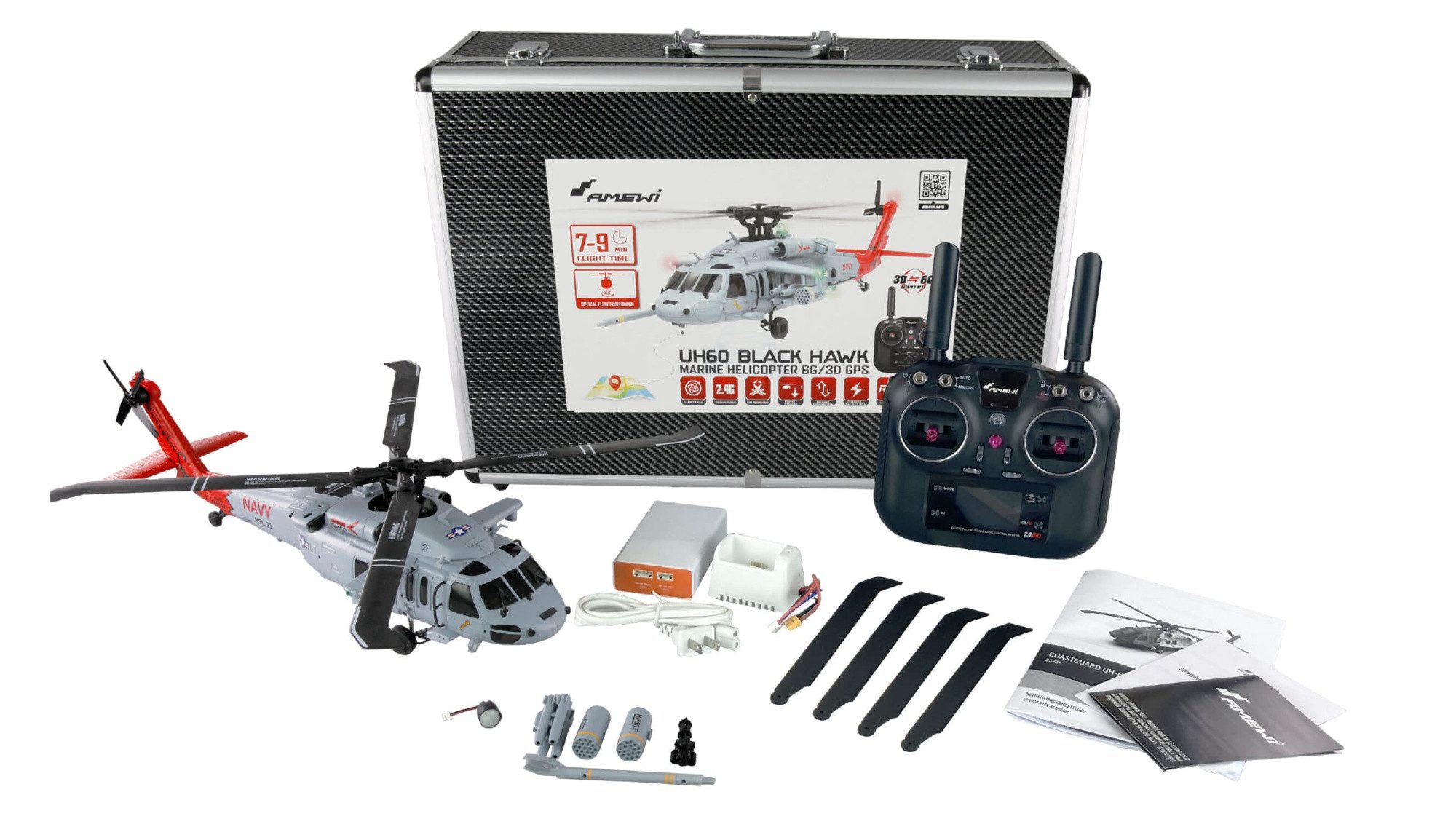 Amewi RC-Bagger Amewi RC Hubschrauber UH60 Black Hawk Marine CP 6G/3D GPS RTF