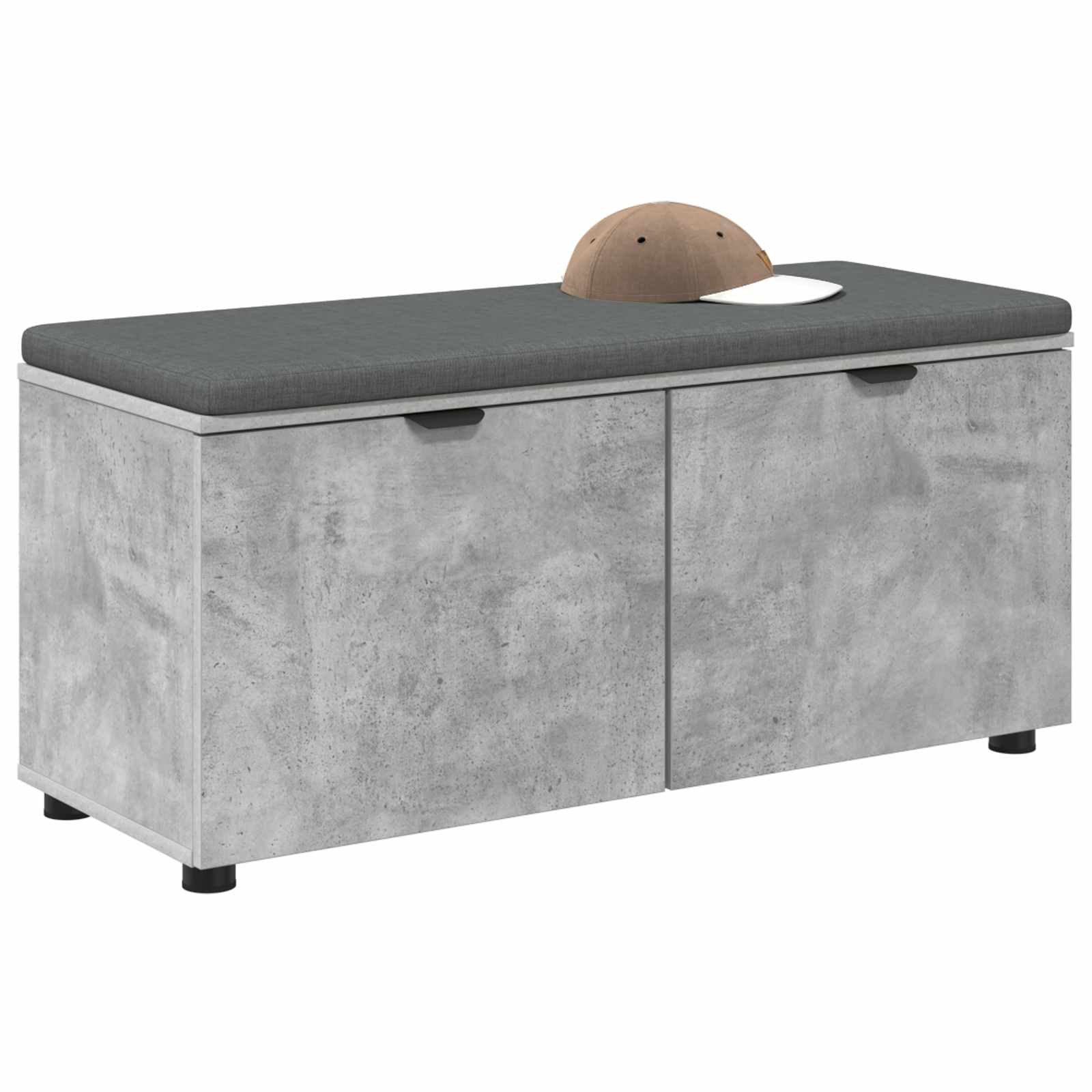 vidaXL Sitzbank Flurbank mit Kissen mit Regal Betongrau 100 x 38 x 46 cm (1-St)