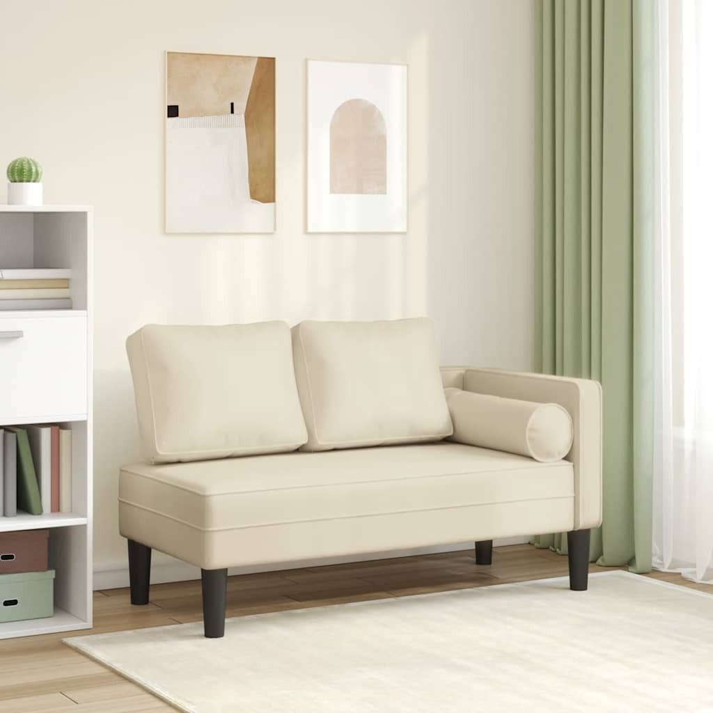 vidaXL Chaiselongue Chaiselongue mit Kissen Creme Kunstleder, 1 Teile