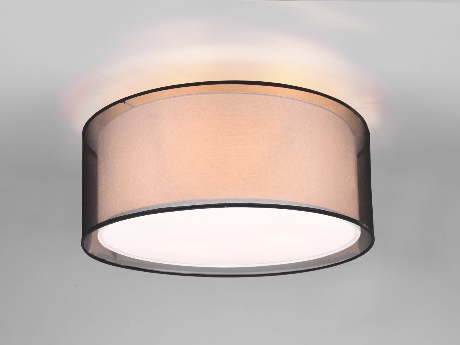 TRIO Leuchten LED Deckenleuchte, Dimmfunktion, LED wechselbar, Warmweiß, Design-er Lampe mit Stoff Lampen-schirm, Treppenhaus & Galerie Ø 50cm