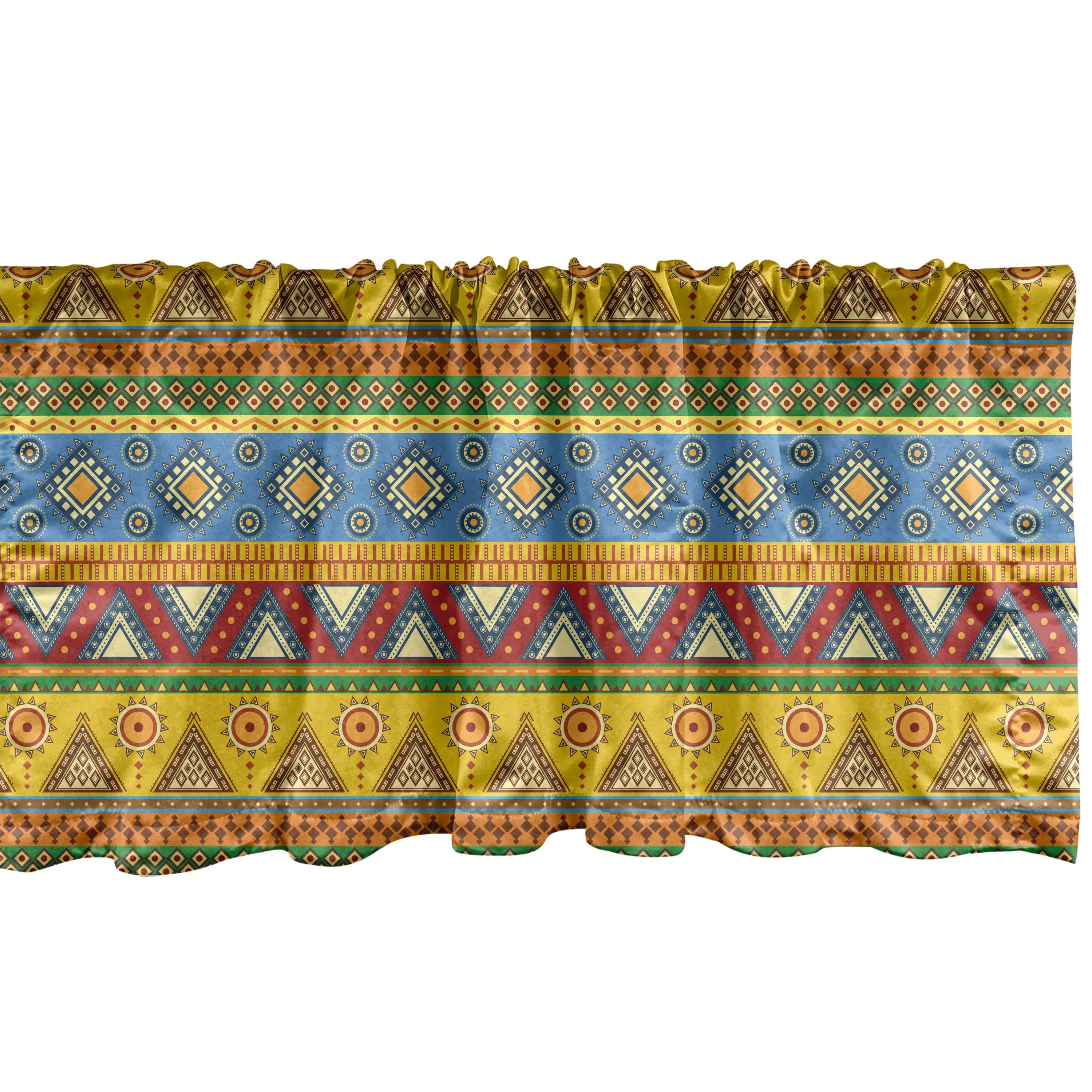 Scheibengardine Vorhang Volant für Küche Schlafzimmer Dekor mit Stangentasche, Abakuhaus, Microfaser, Mexikaner Mutter Aztec Borders