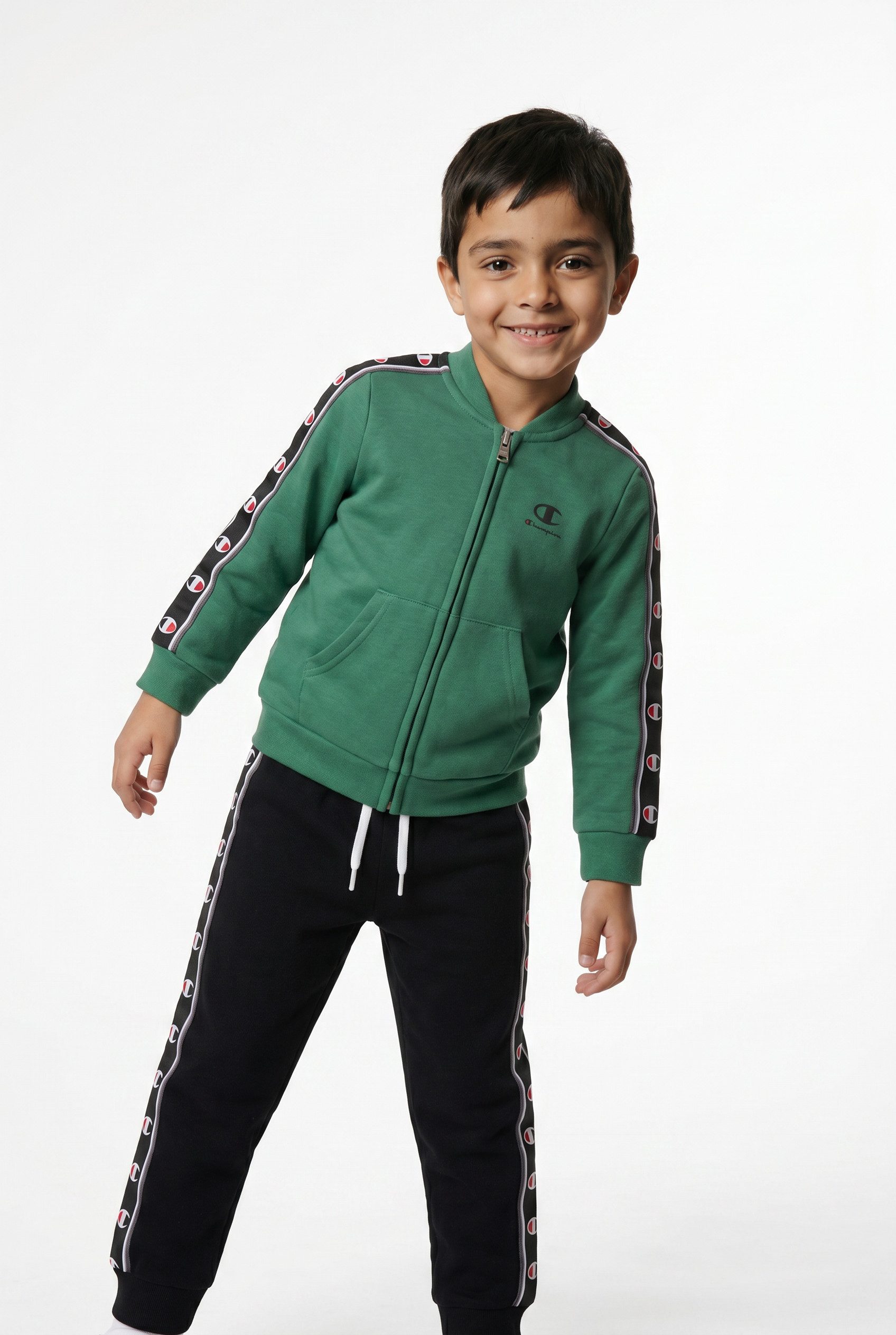 Champion Trainingsanzug Sports-inspired Toddler Terry Full Zip Sweatsuit with tape detailing (2-tlg), Zweiteiliges Set, mit Reißverschluss, aus Baumwolle und Polyester