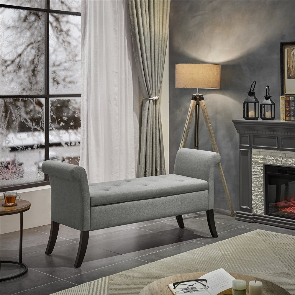 Yaheetech Sitzbank, mit Stauraum, faltbar, Sitztruhe mit Armlehnen