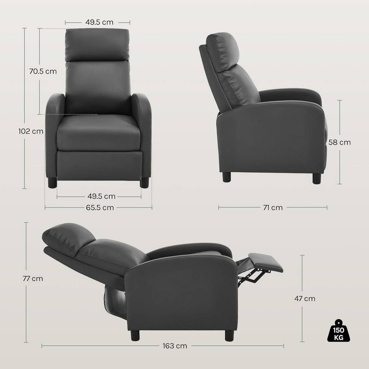 Woltu Relaxsessel (1-St), Lesesessel, Loungesessel mit Liegefunktion