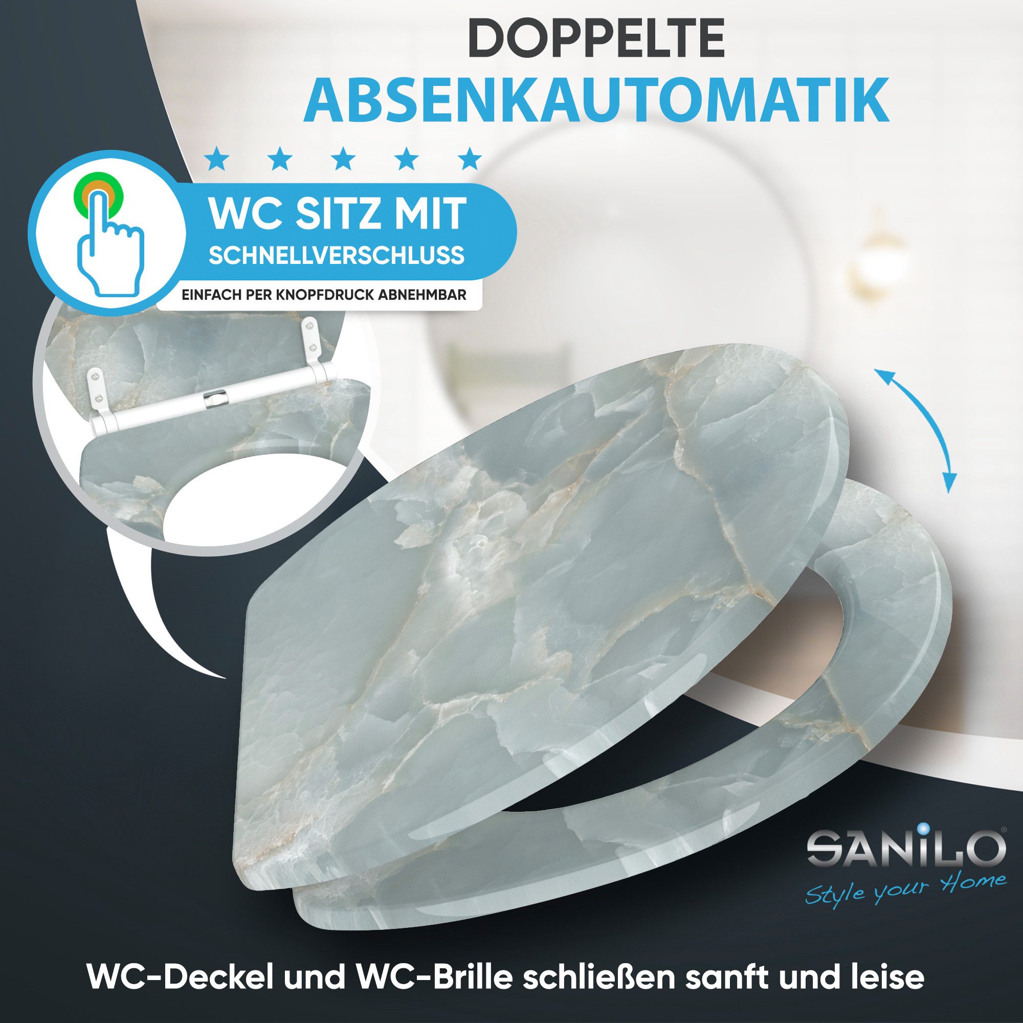 Sanilo WC-Sitz mit Absenkautomatik & Top Fix in vielen Designs, hochwertig, abnehmbar, leichte Montage von oben, mit Schraubenzieher – Bild 3 von 5
