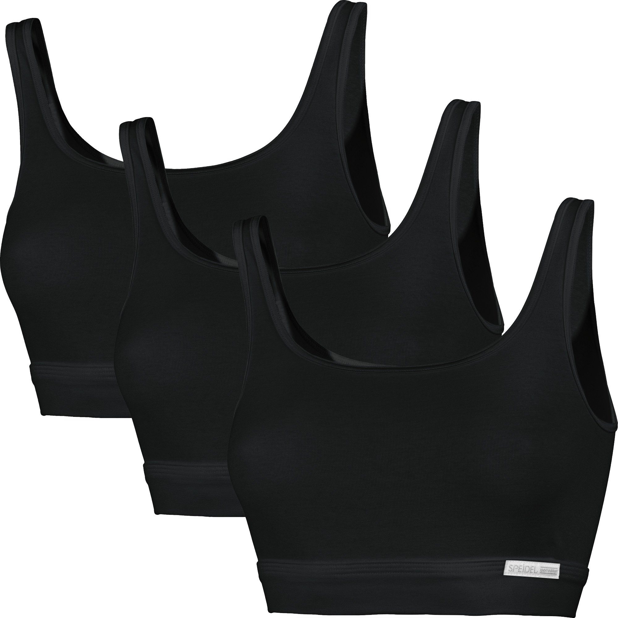 Speidel Unterhemd Bio Damen-Bustier "Bio Cotton plus" 3er-Pack Single-Jersey Uni schwarz