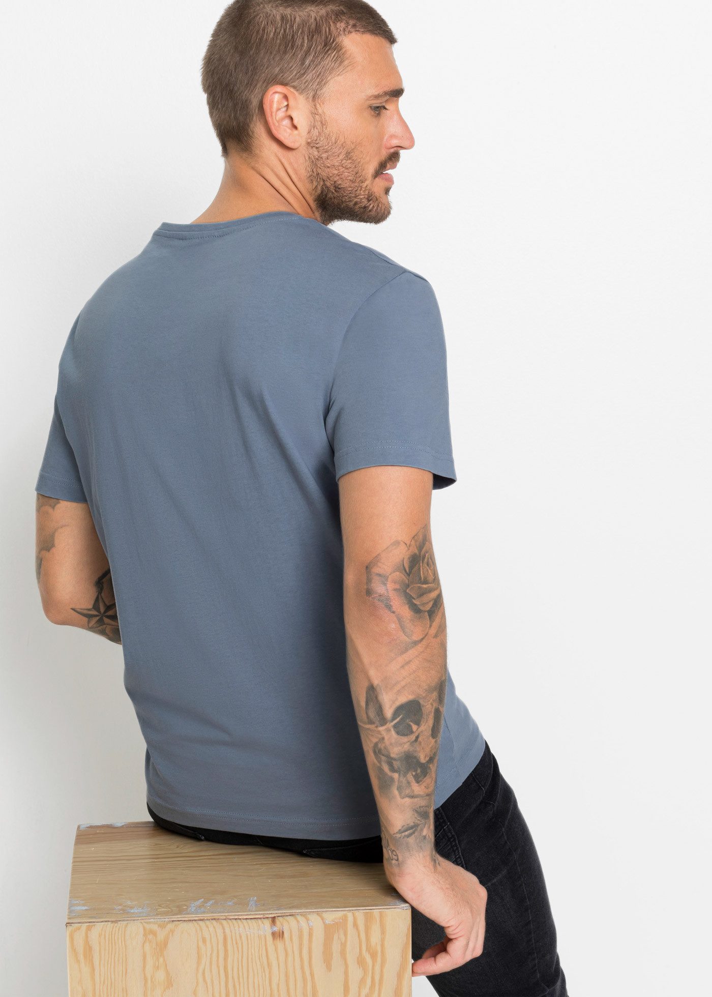 bonprix T-Shirt (Packung, 3-tlg., 3er) Regular Fit, Kurzarm, für den Alltag, aus Baumwolle und Viskose