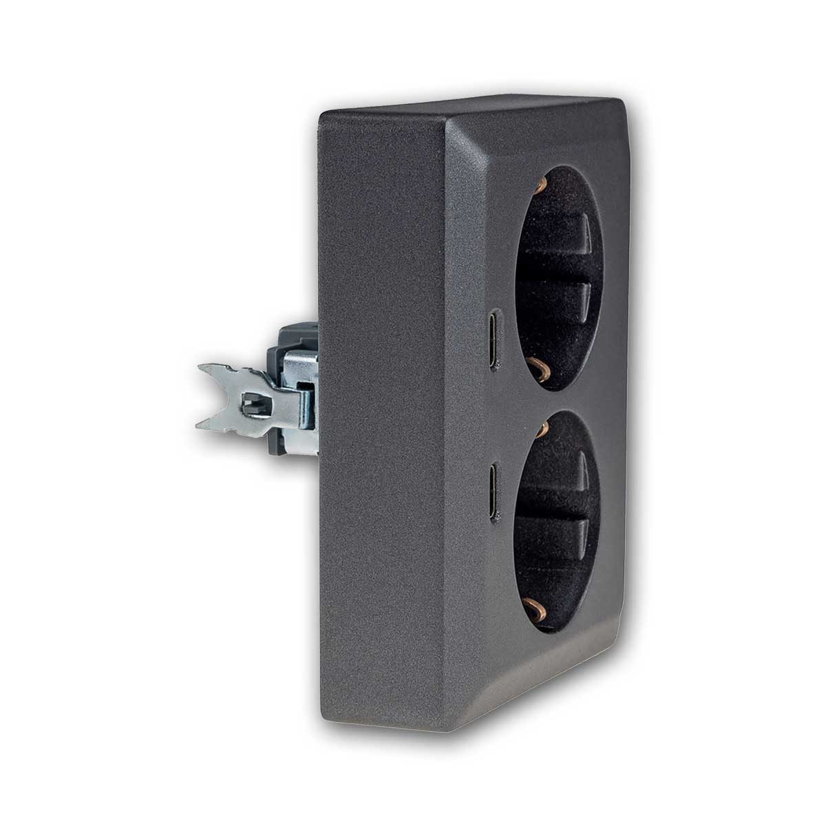 ChiliTec Unterputz-Steckdose MILOS 2-fach Steckdose anth für 1x UP-Dose 2xUSB-C